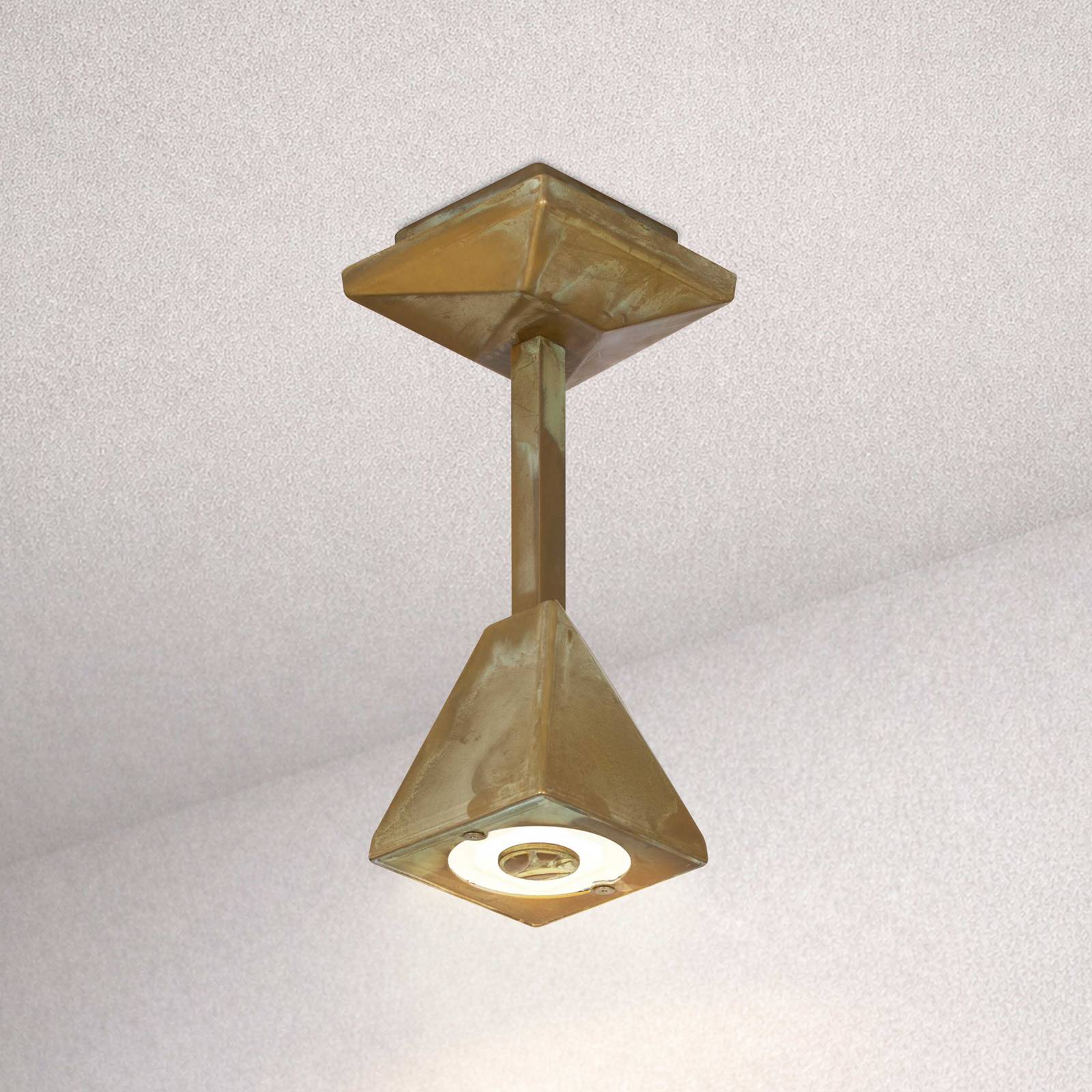 Zewnętrzna lampa sufitowa zewnętrzna LED Silva Edge, wysokość 26 cm, mosiądz