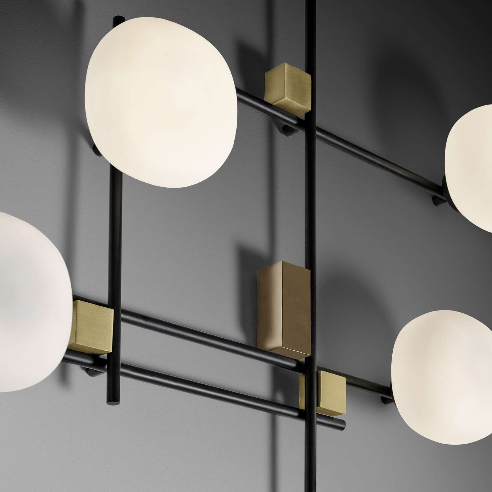 Lingotto aplique de pared, 5 luces, blanco/oro/negro, cristal