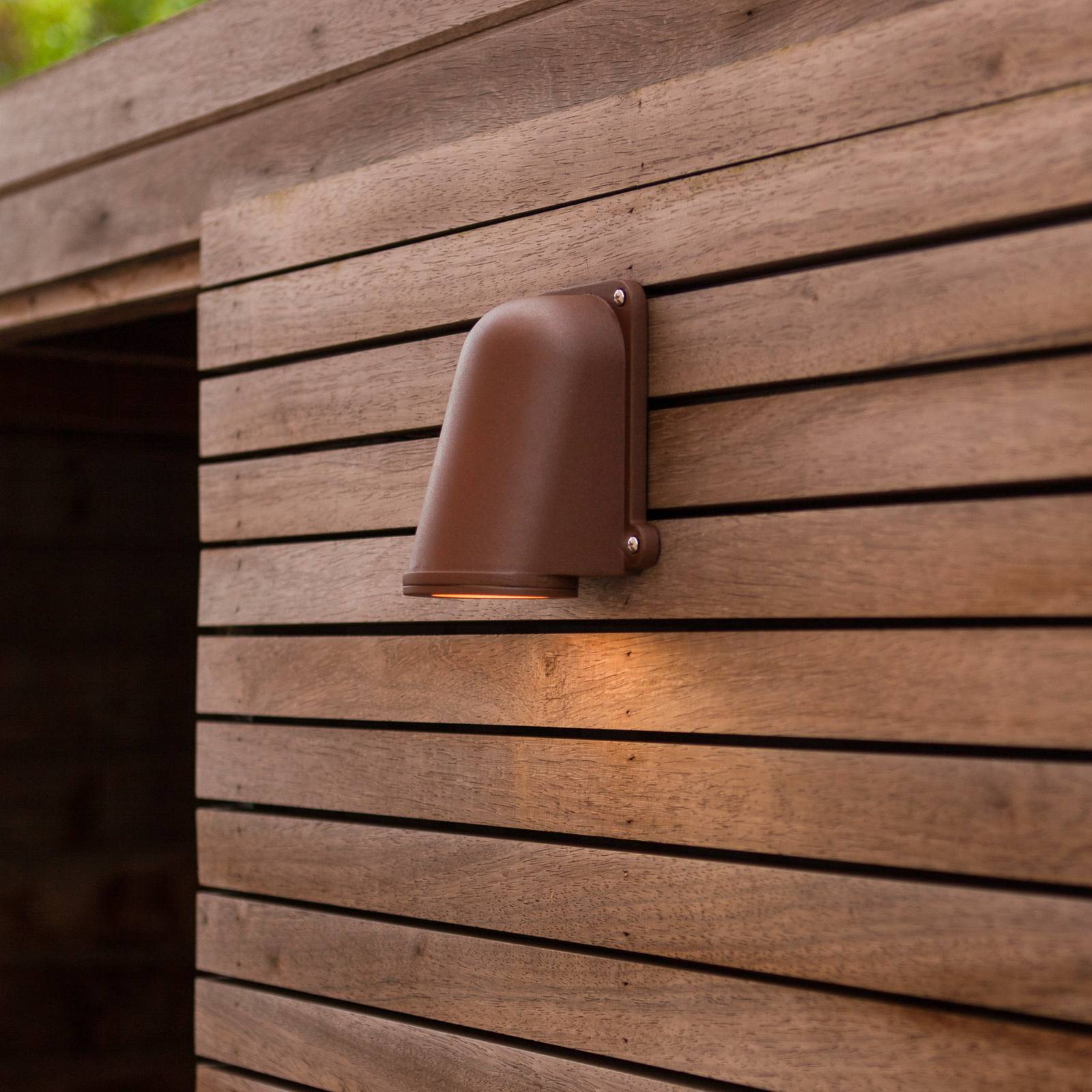 LUTEC Buitenwandlamp ANCOR, bruin, hoogte 15 cm, metaal, GU10 IP54