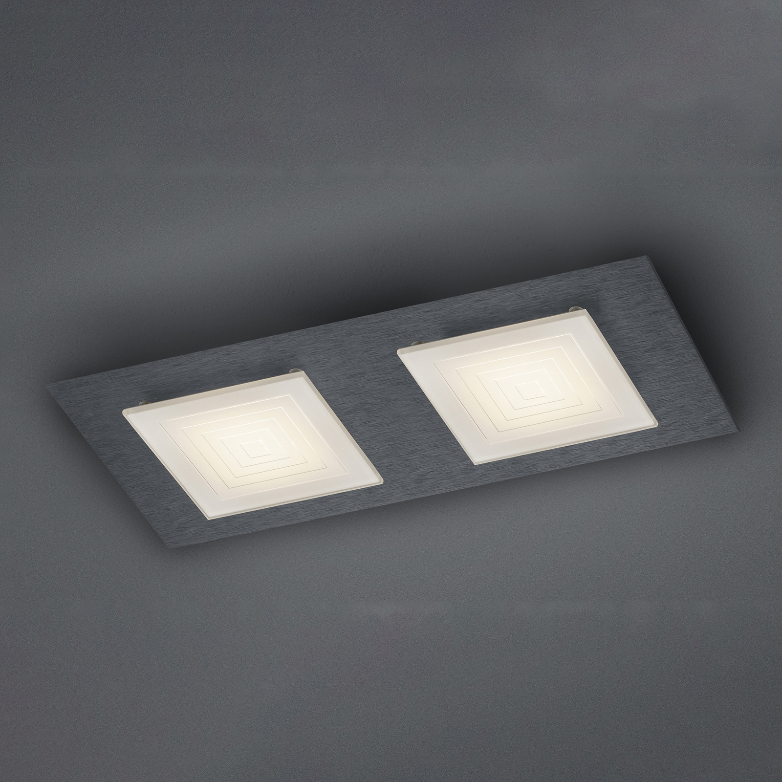 BANKAMP Ino LED ceiling light 2-bulb anthracite