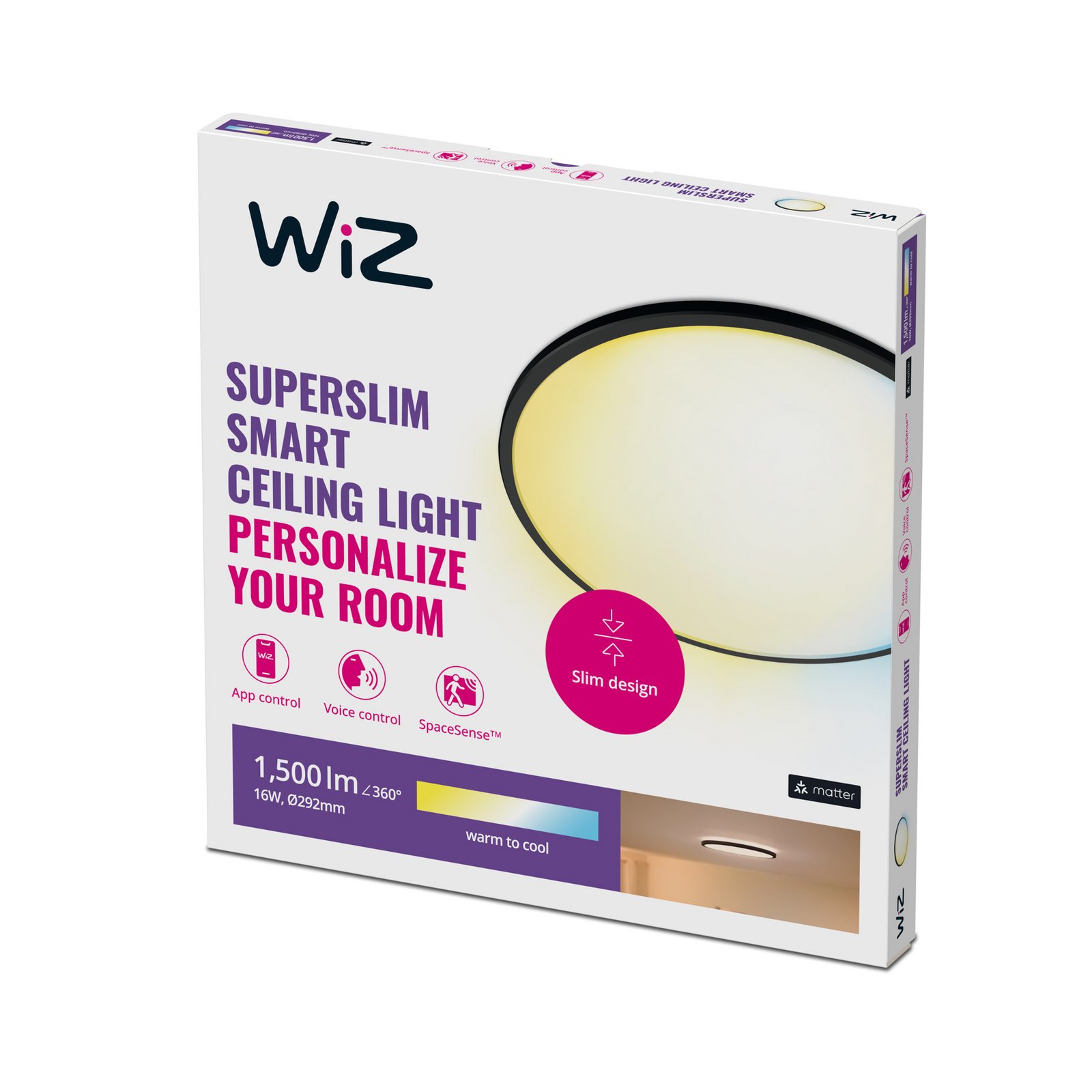 SuperSlim WiZ Deckenleuchte 16W Black - WiZ