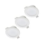 Prios LED-indbygningslampe Rida, sæt med 3, hvid, 10 cm, CCT, IP44