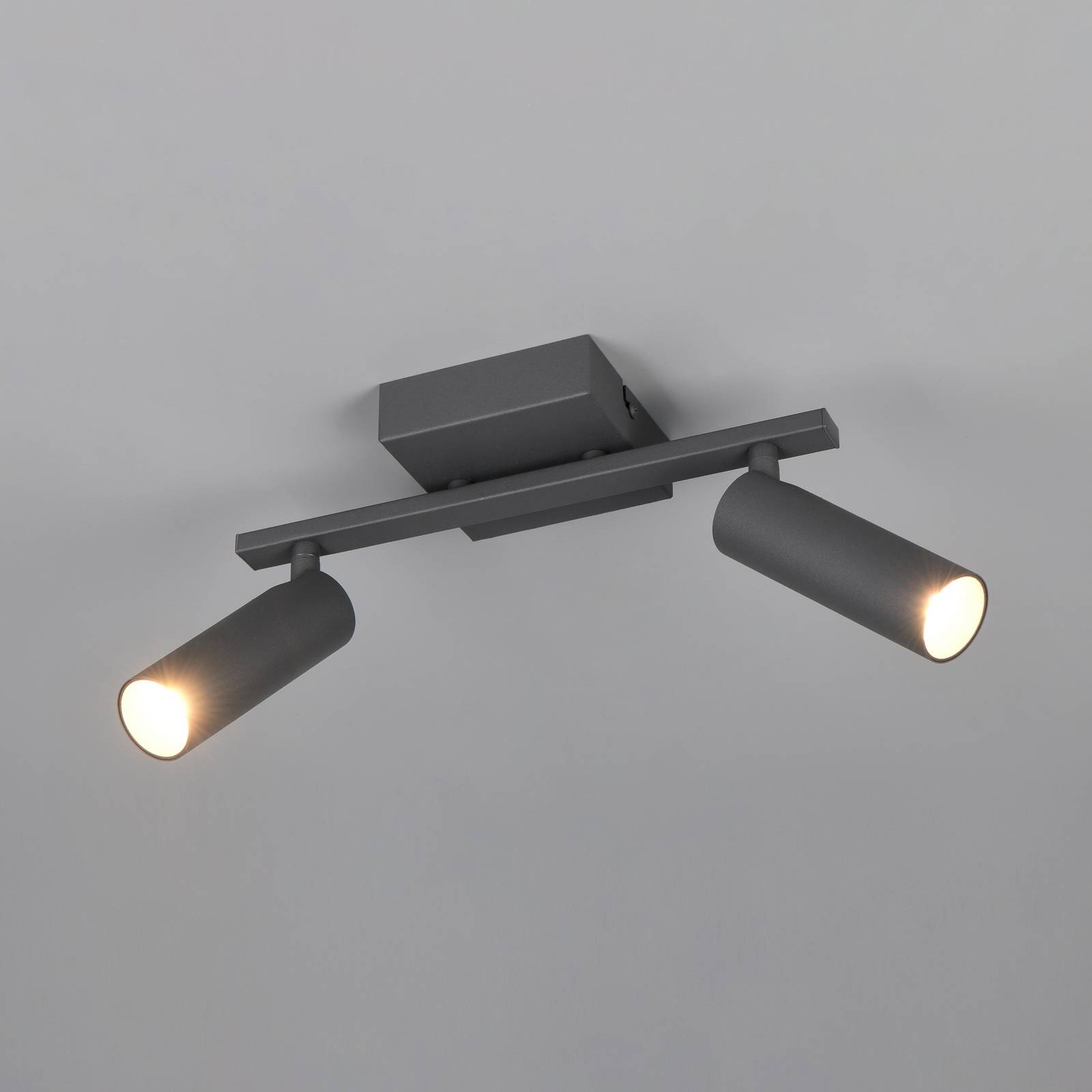 Trio Lighting Plafondspot Dara, lengte 28 cm, antraciet, metaal, 2-lamps.