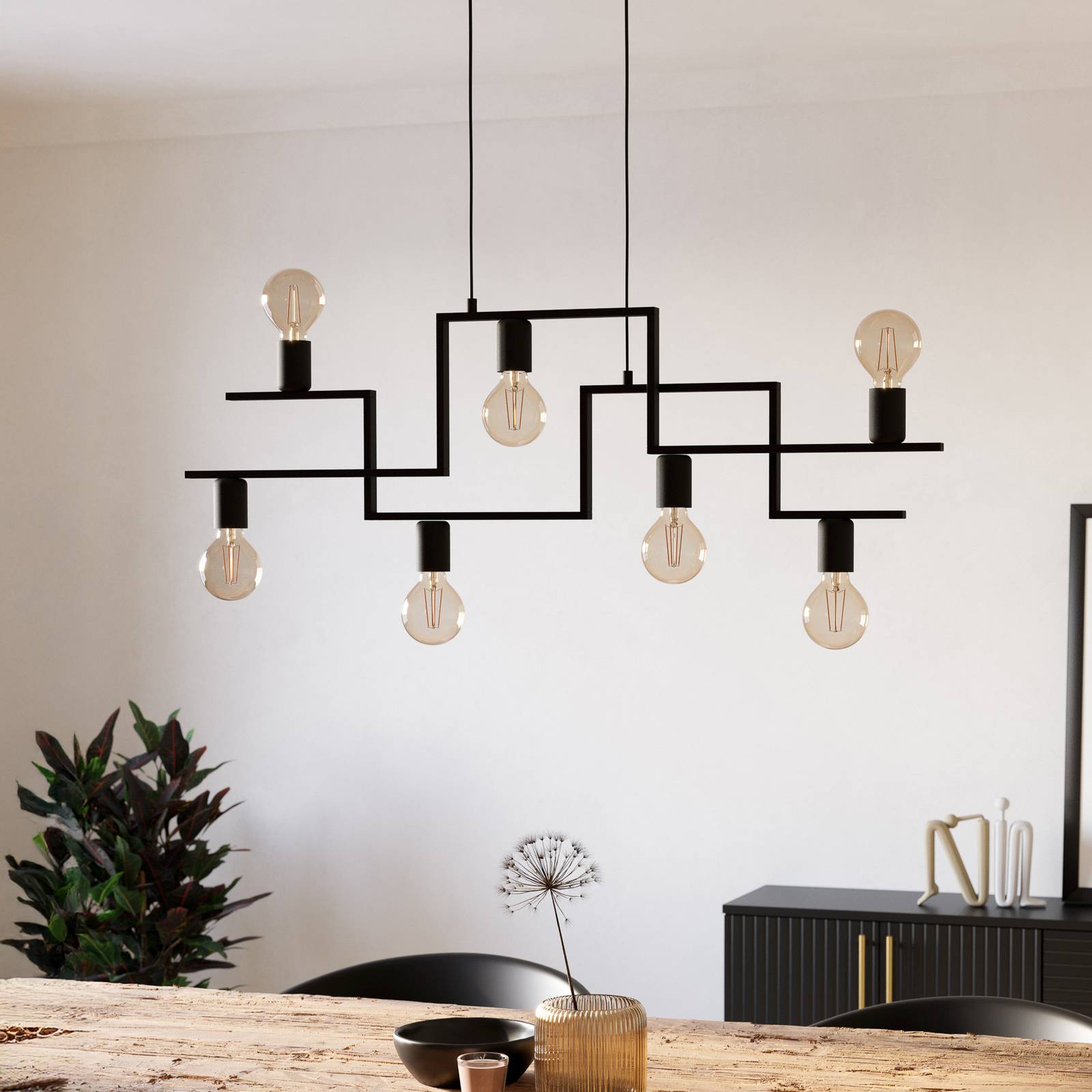 Hängeleuchte Fembard aus Stahl, siebenflammig günstig online kaufen