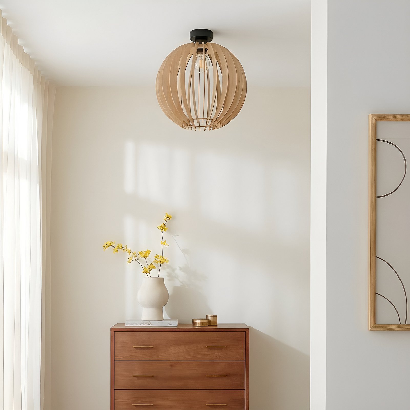 Loftlampe Clay, Ø 40 cm, birkeplywood, E27