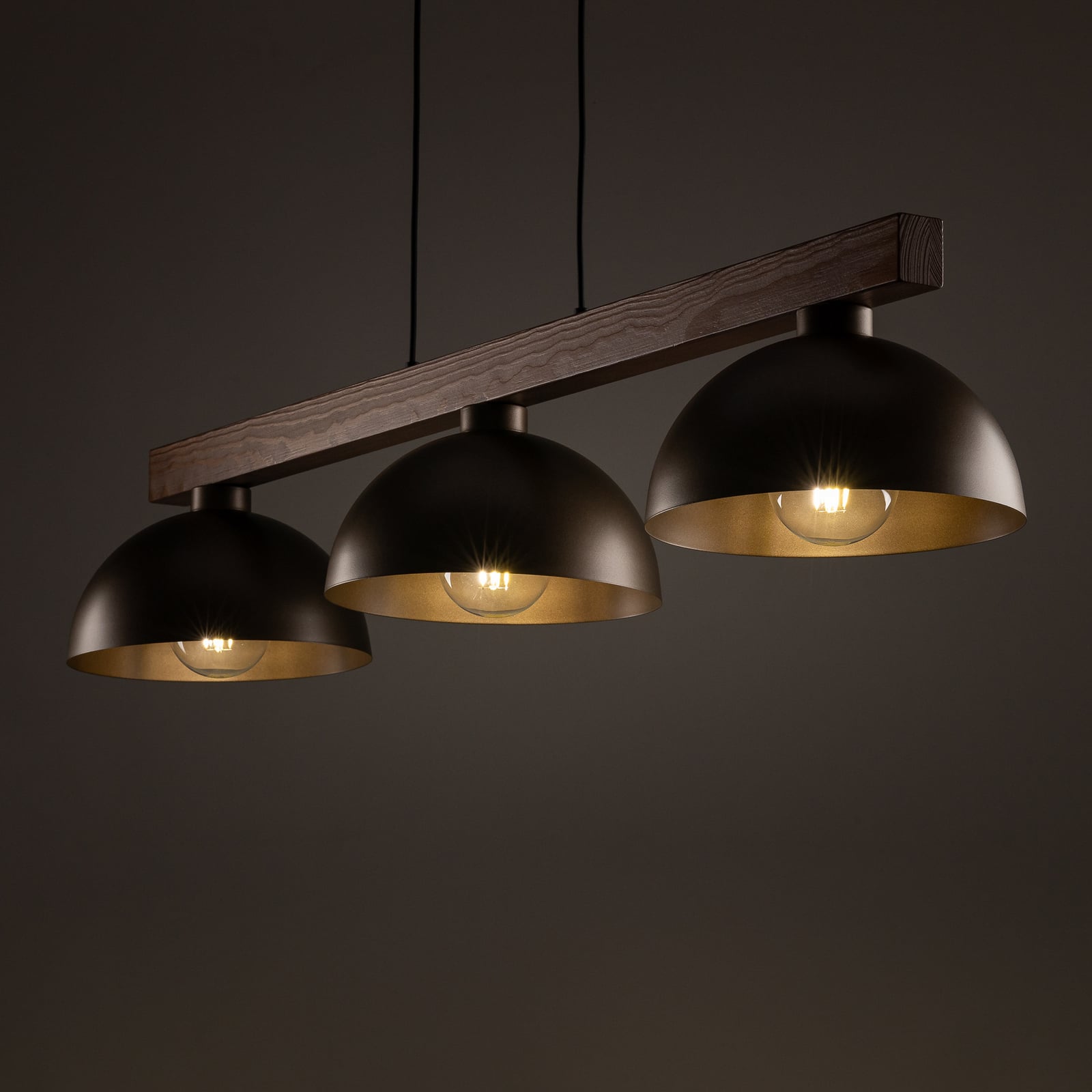 Závěsné světlo Oslo, hnědé, 3 žárovky, délka 118 cm, E27