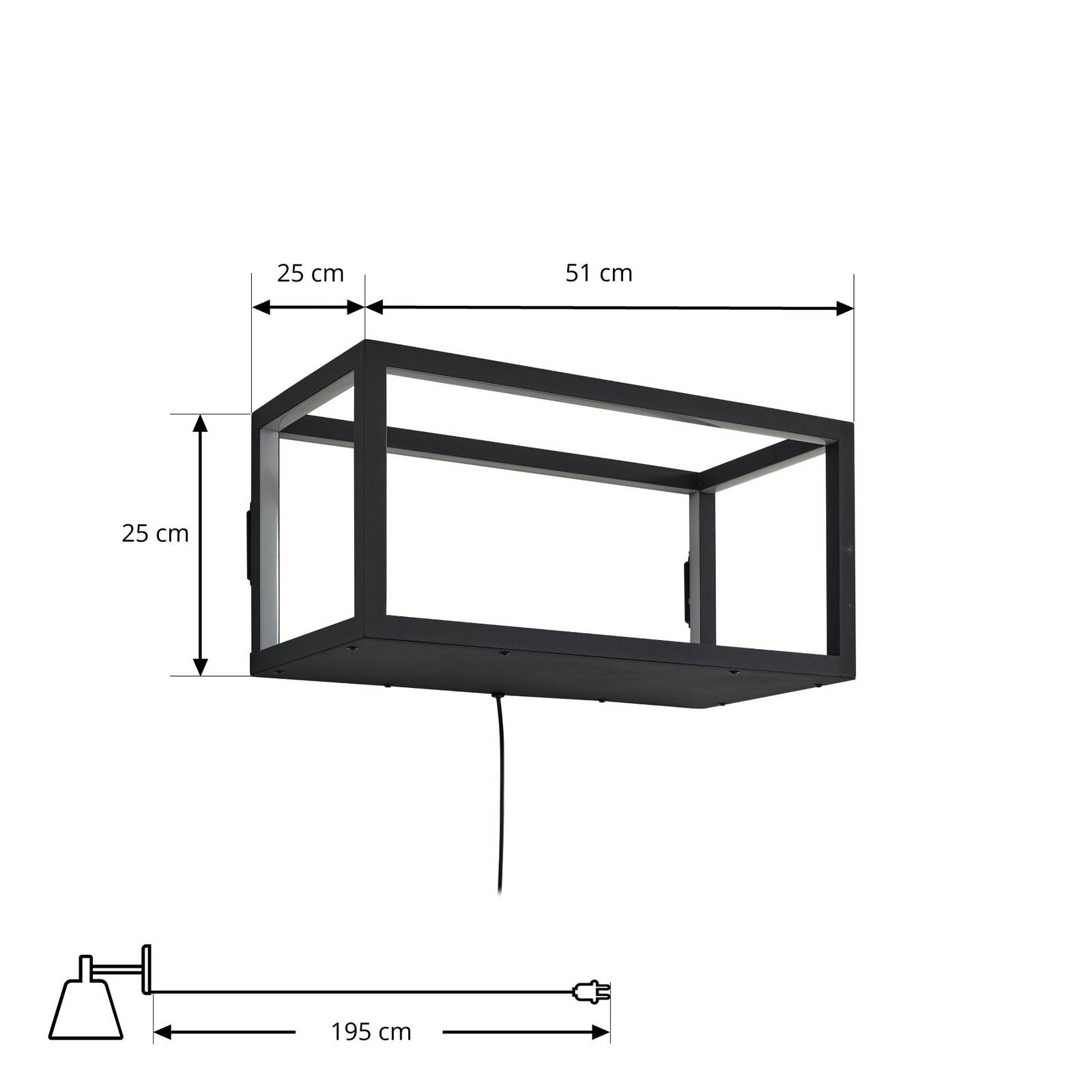Lindby Kinkiet LED Birta, wiszący, wtyczka, półka, 51 cm
