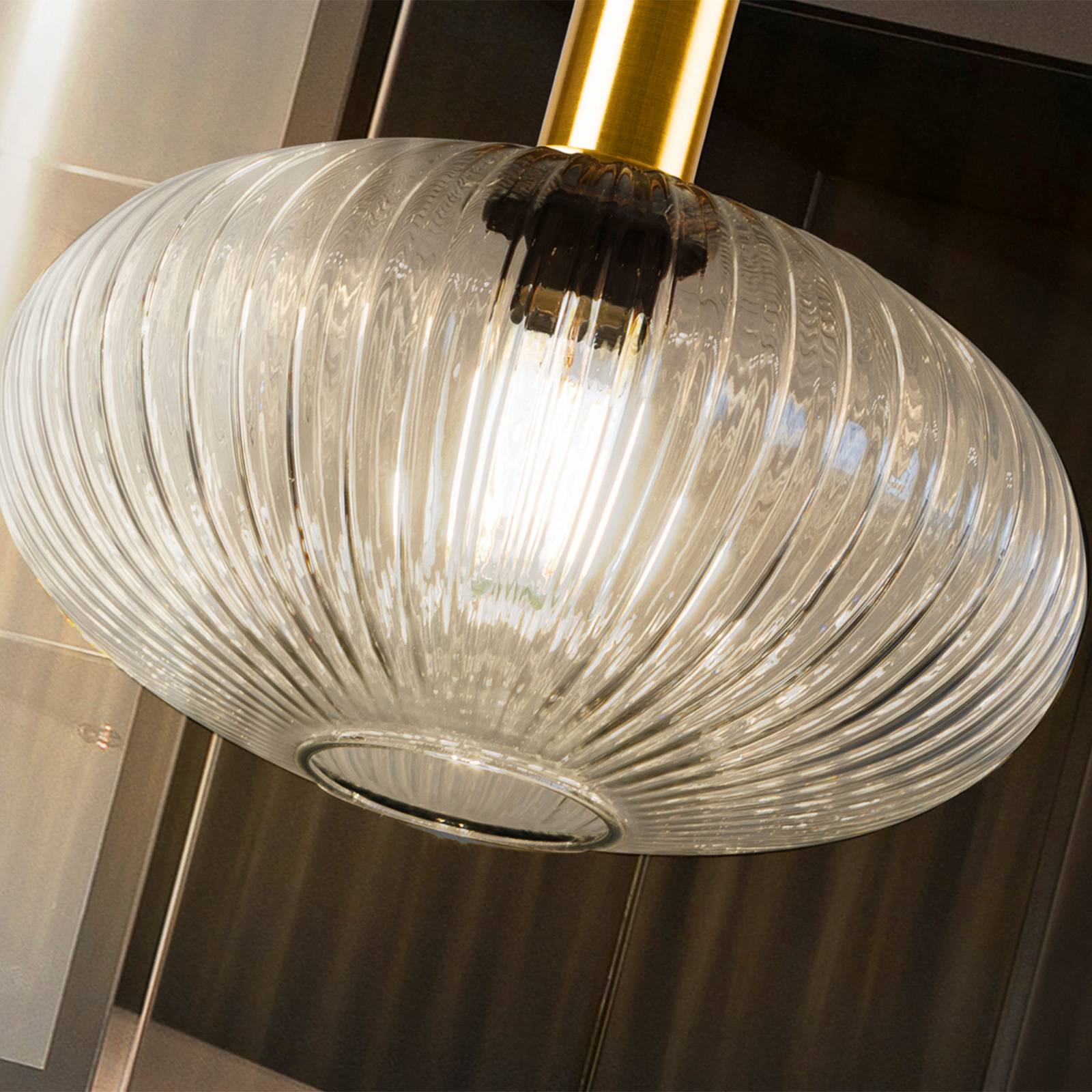 Lampa wisząca Norma, Ø 30 cm, czarny/przezroczysty, szkło, E27