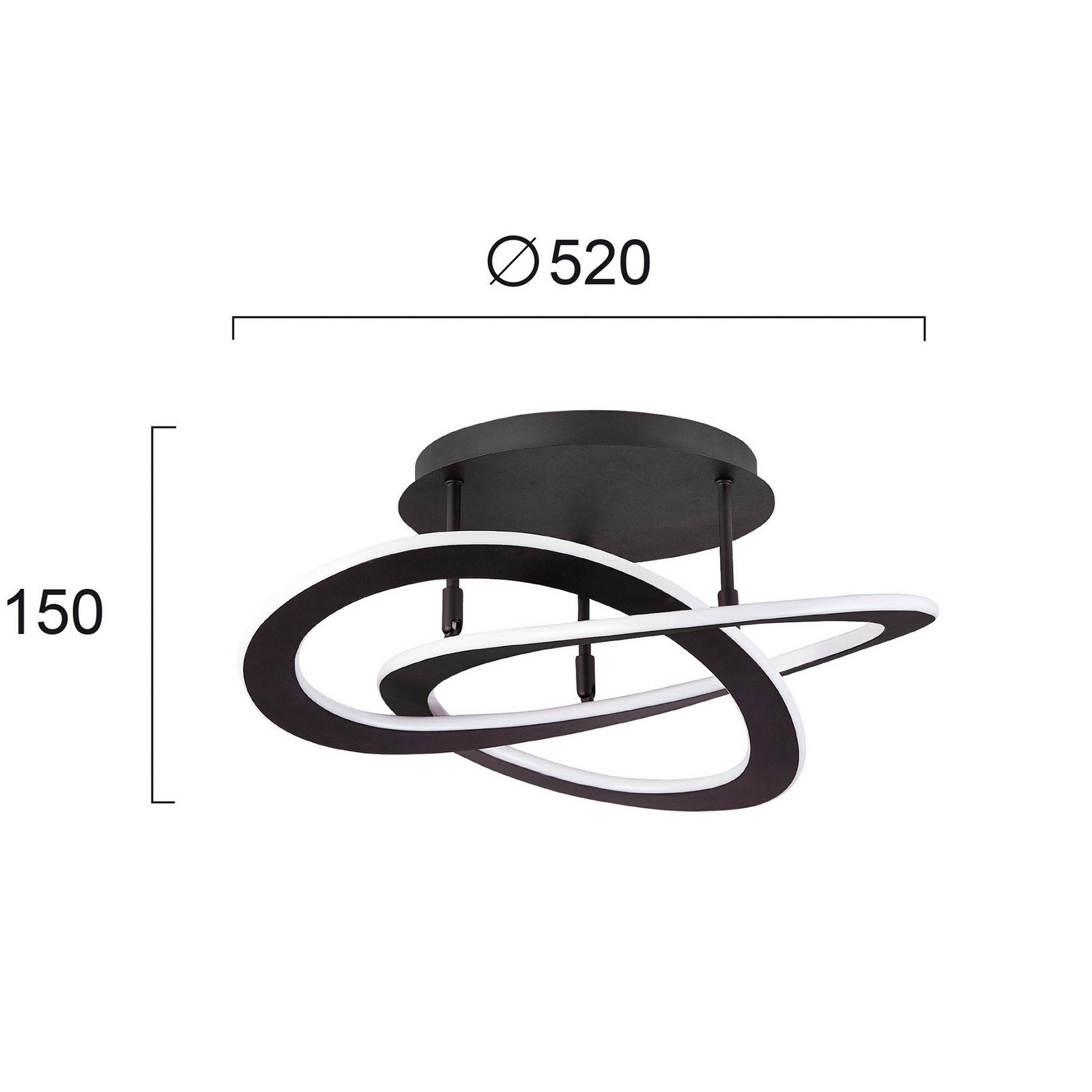 Plafonieră LED Charlie Ø 52 cm negru