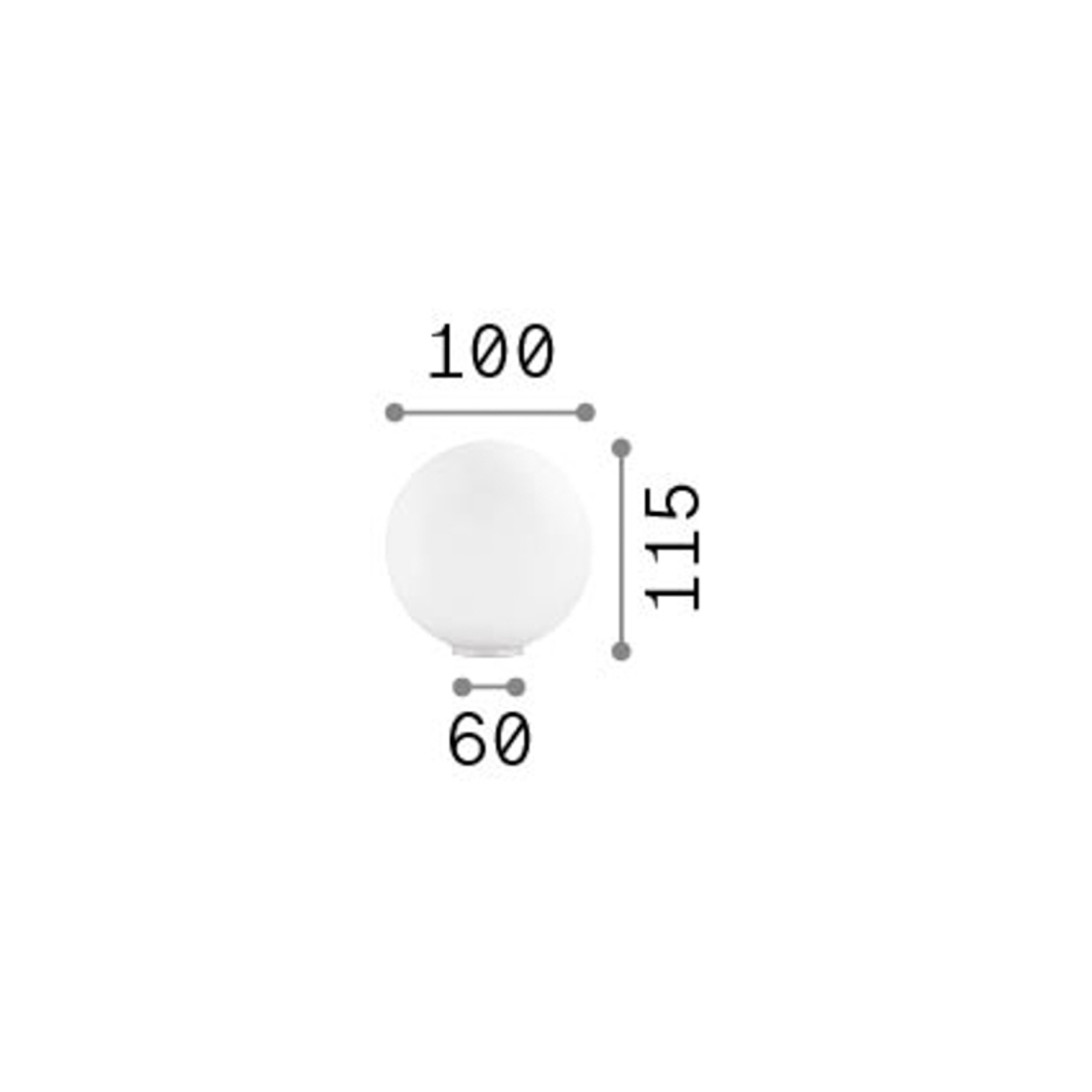 Ideal Lux Mapa bordlampe, Ø 10 cm, opalt glass, hvit, kuppel