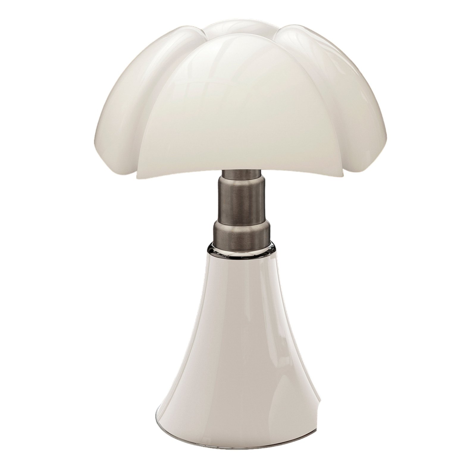 Højdeindstillelig bordlampe Pipistrello, i hvid