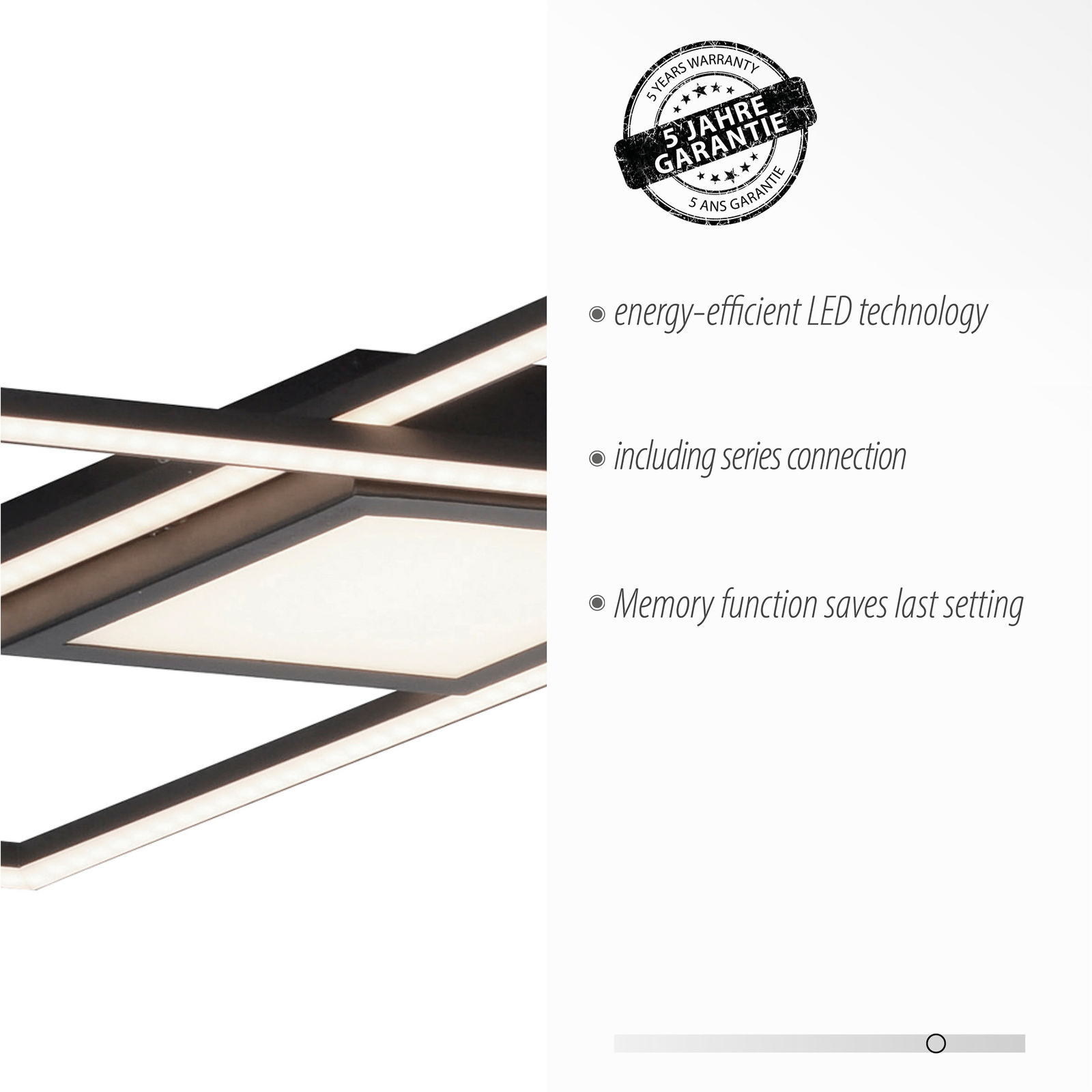 LED ceiling light Asmin, CCT, black, 106x37cm