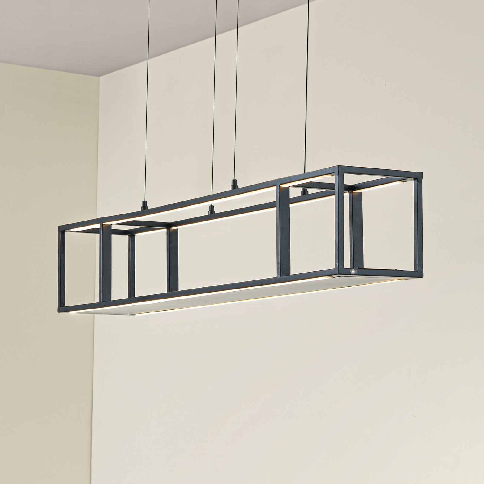 Lucande LED-hänglampa Estante, svart, dimbar, CCT