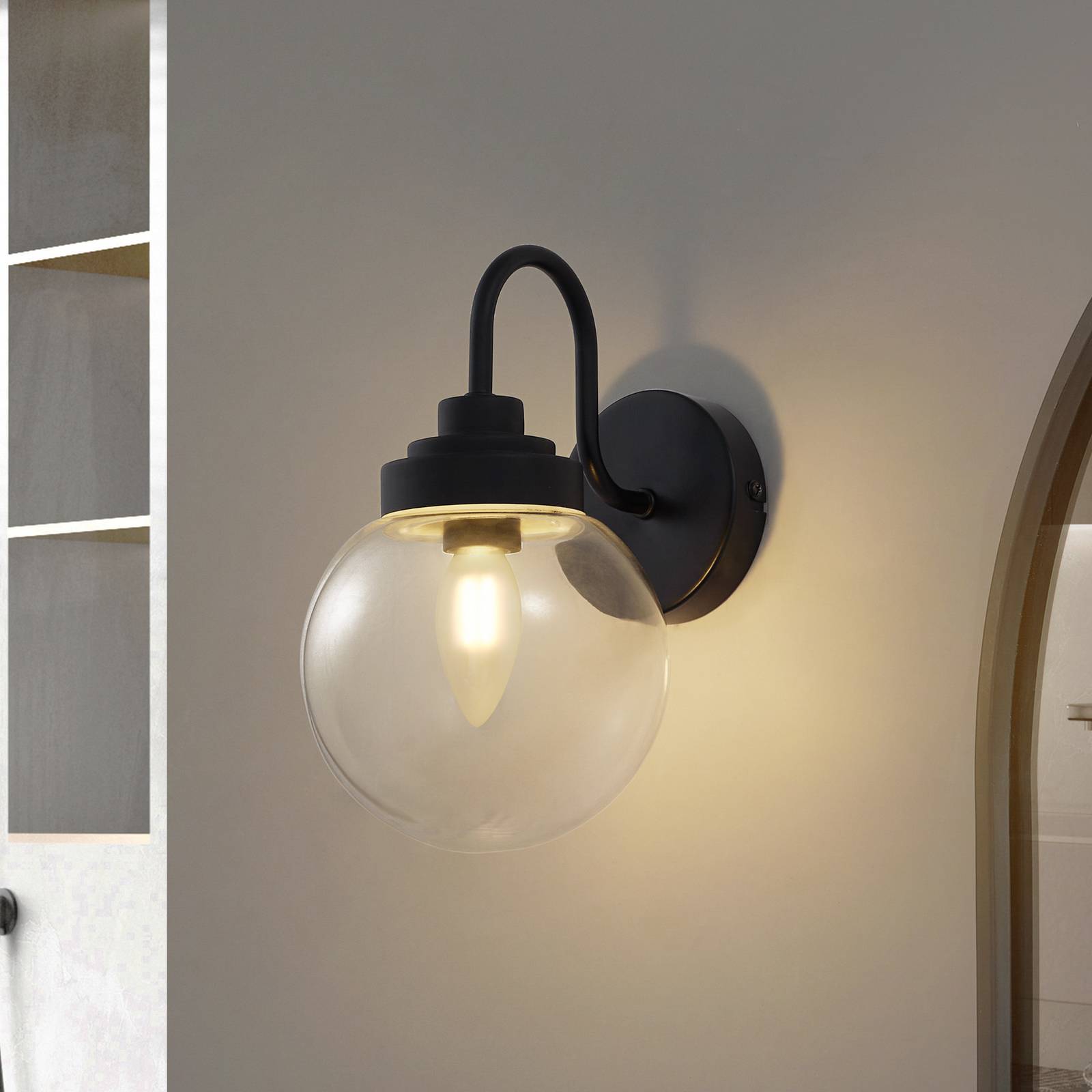 Wandlamp voor Badkamer - zwart - metaal - dimbaar - Lucande Badolo
