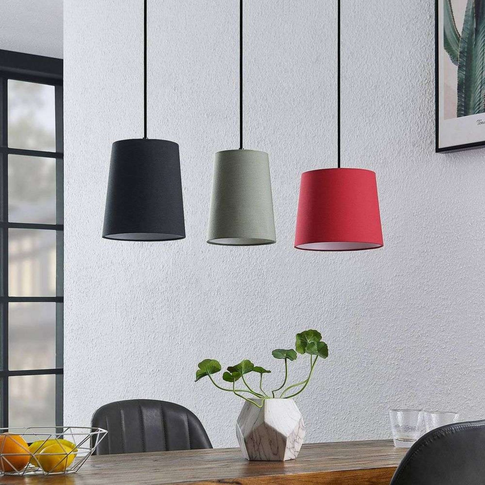 Amilia 3 Lustră Pendul Black/Red/Green - Lindby