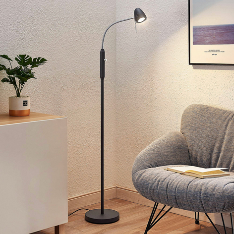 Lindby Shreena LED-Stehleuchte, Stahl schwarz, 1fl