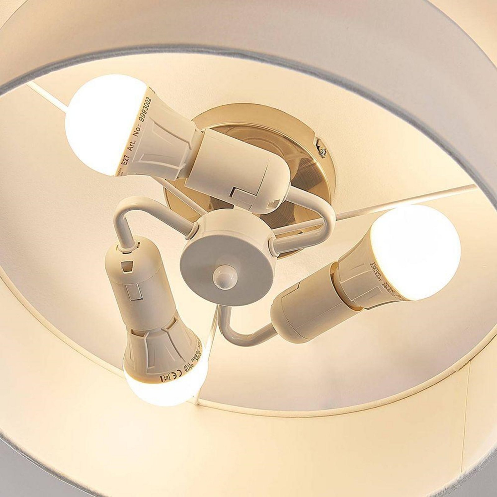 Sebatin Ceiling Lamp Ø40 Cream/White/Nickel - Lindby