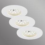 Set of three Felia LED recessed lights IP44, white