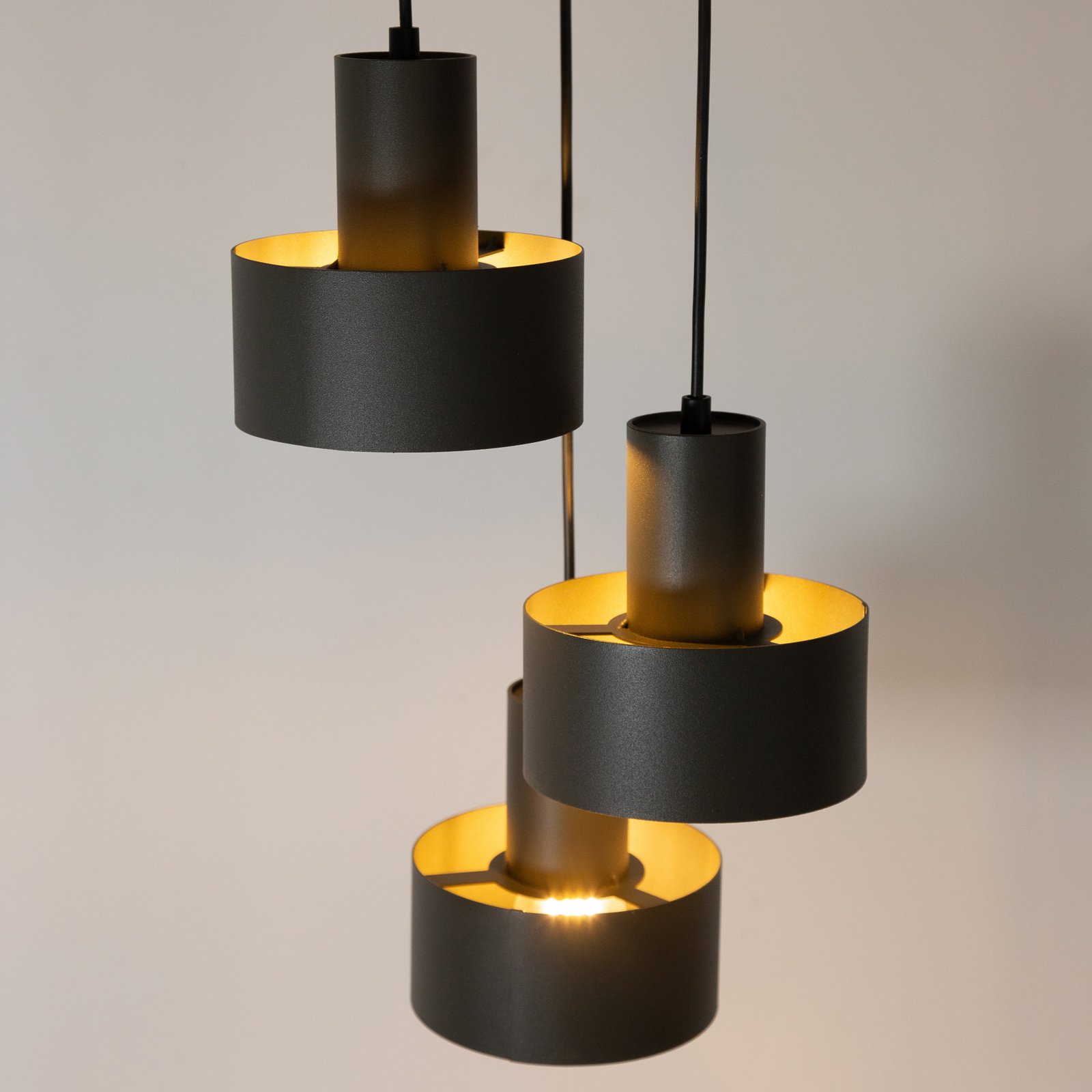 Hängeleuchte Rif 3, olivgrün, rund, 3-flammig, Ø 33 cm