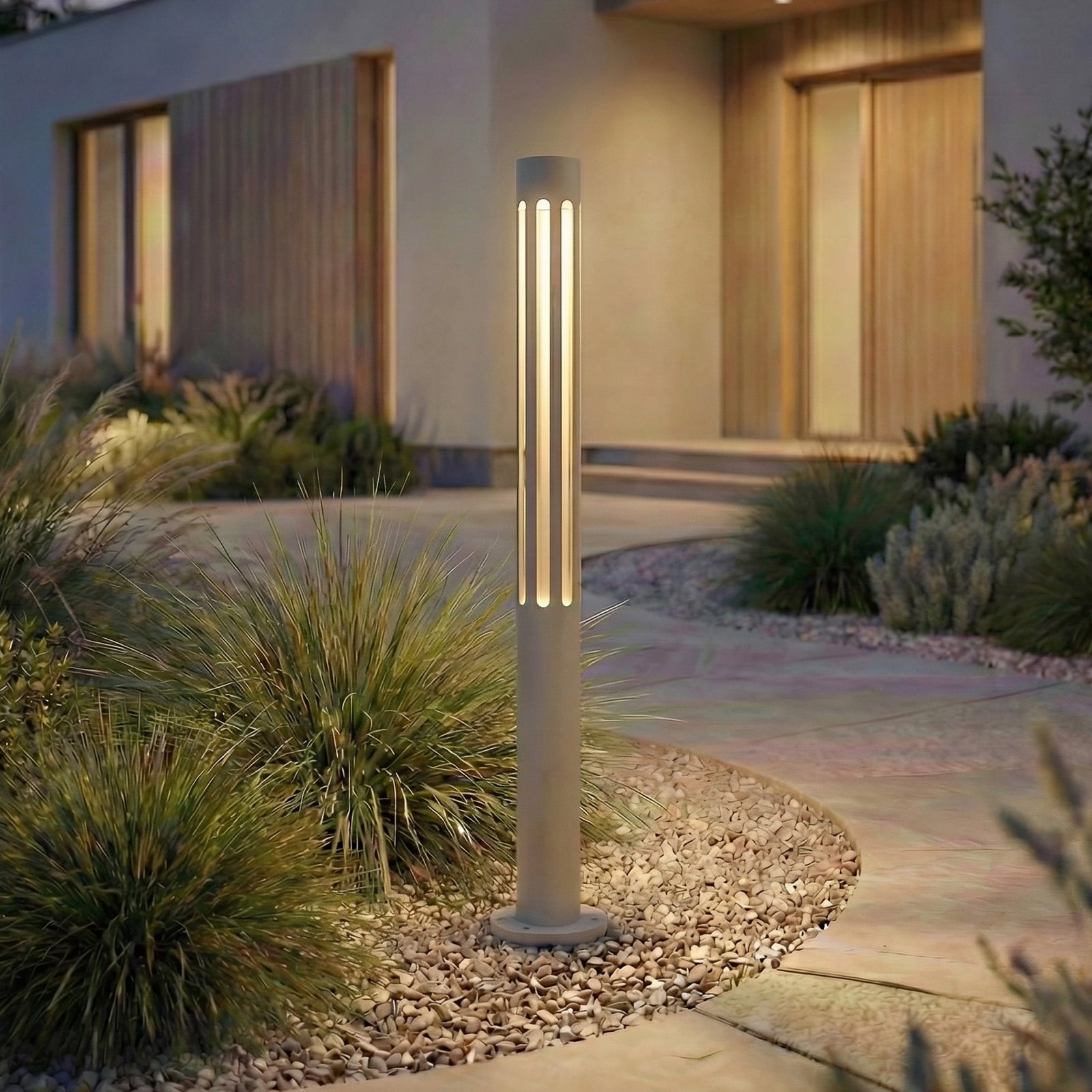 LED osvětlení cesty Fjorya, kamenně šedé, výška 60 cm, IP65 – Lindby