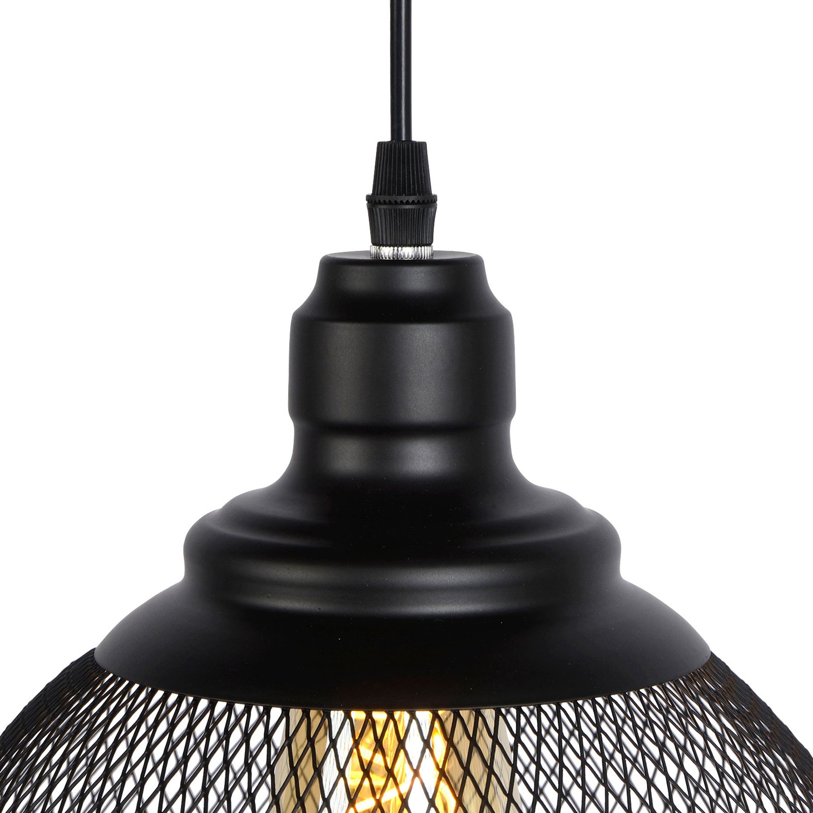 Mesh pendant light, 1-bulb, black, Ø 22 cm