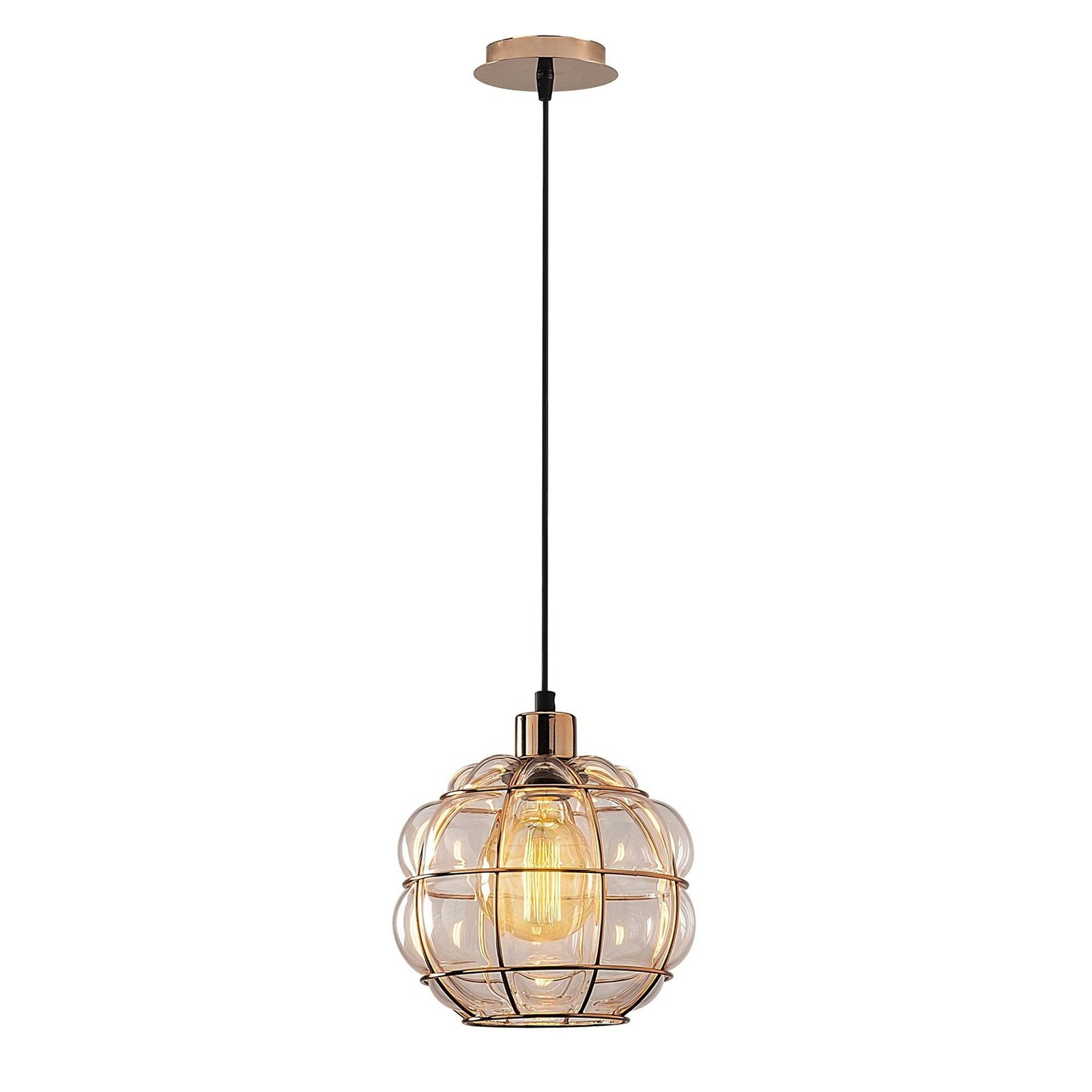 Suspension Safderun 401-S, cuivré verre/fer Ø 23 cm