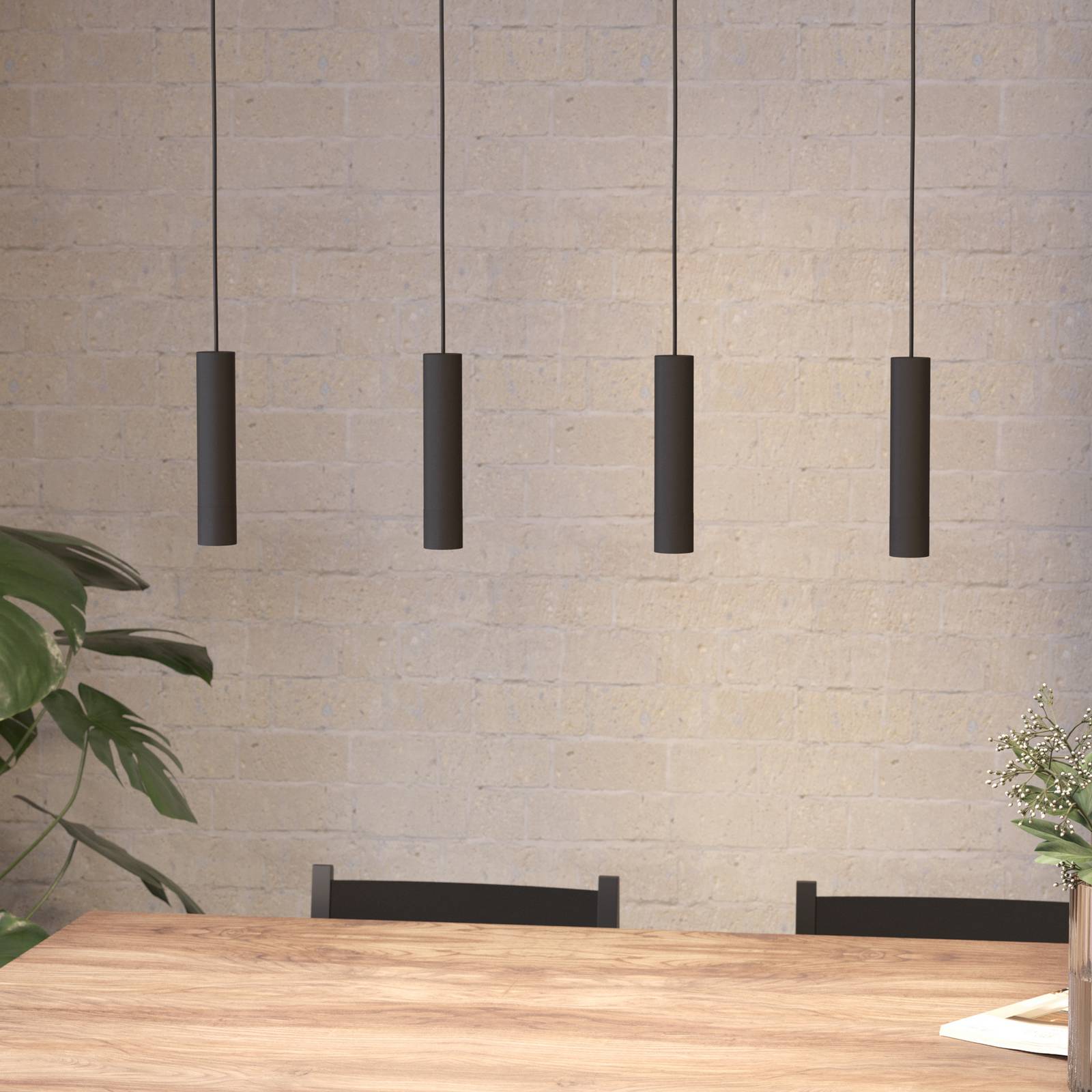 EGLO Suspension LED Almudaina, noir, longueur 84 cm, à 4 lampes,