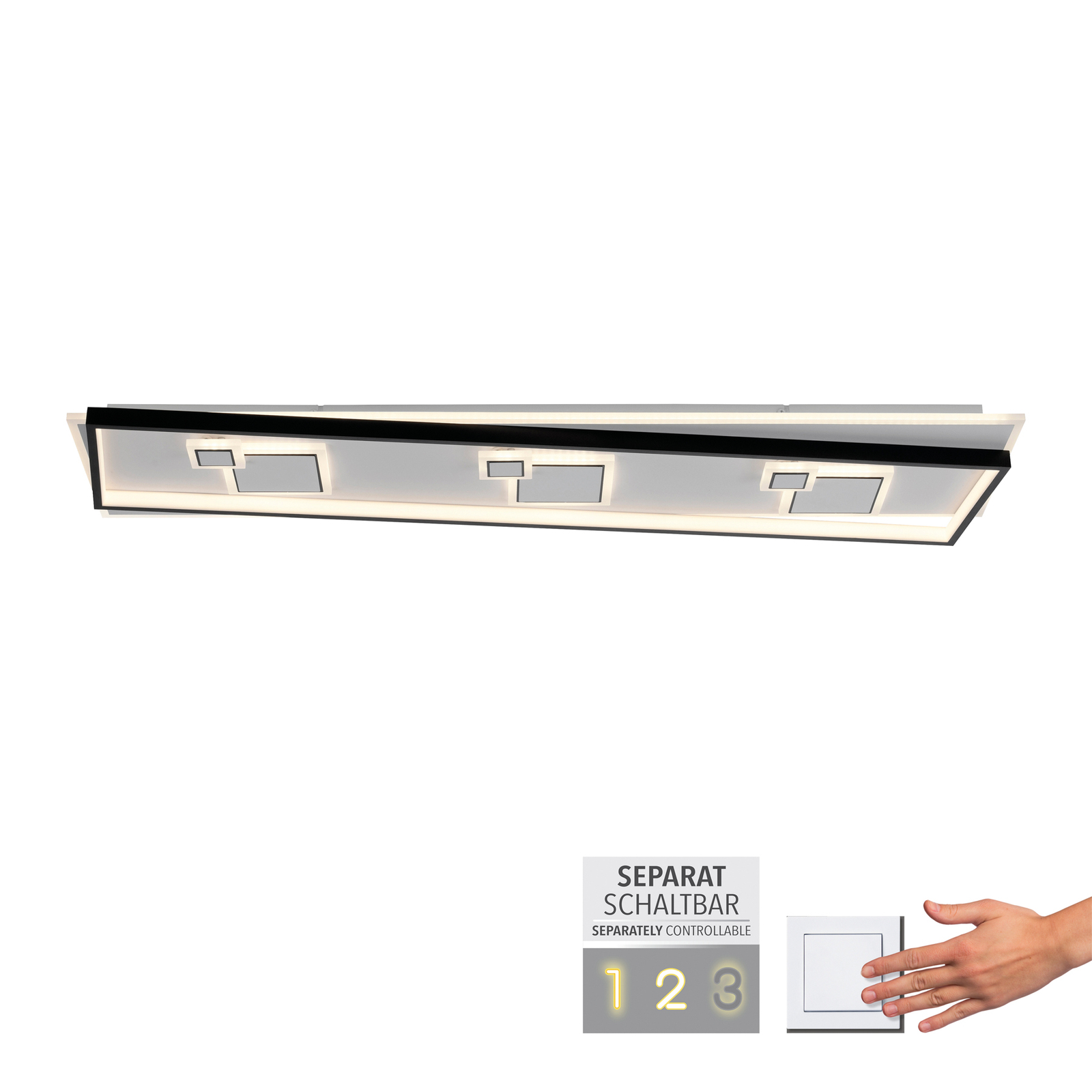 Plafonnier LED Mailak, longueur 97 cm