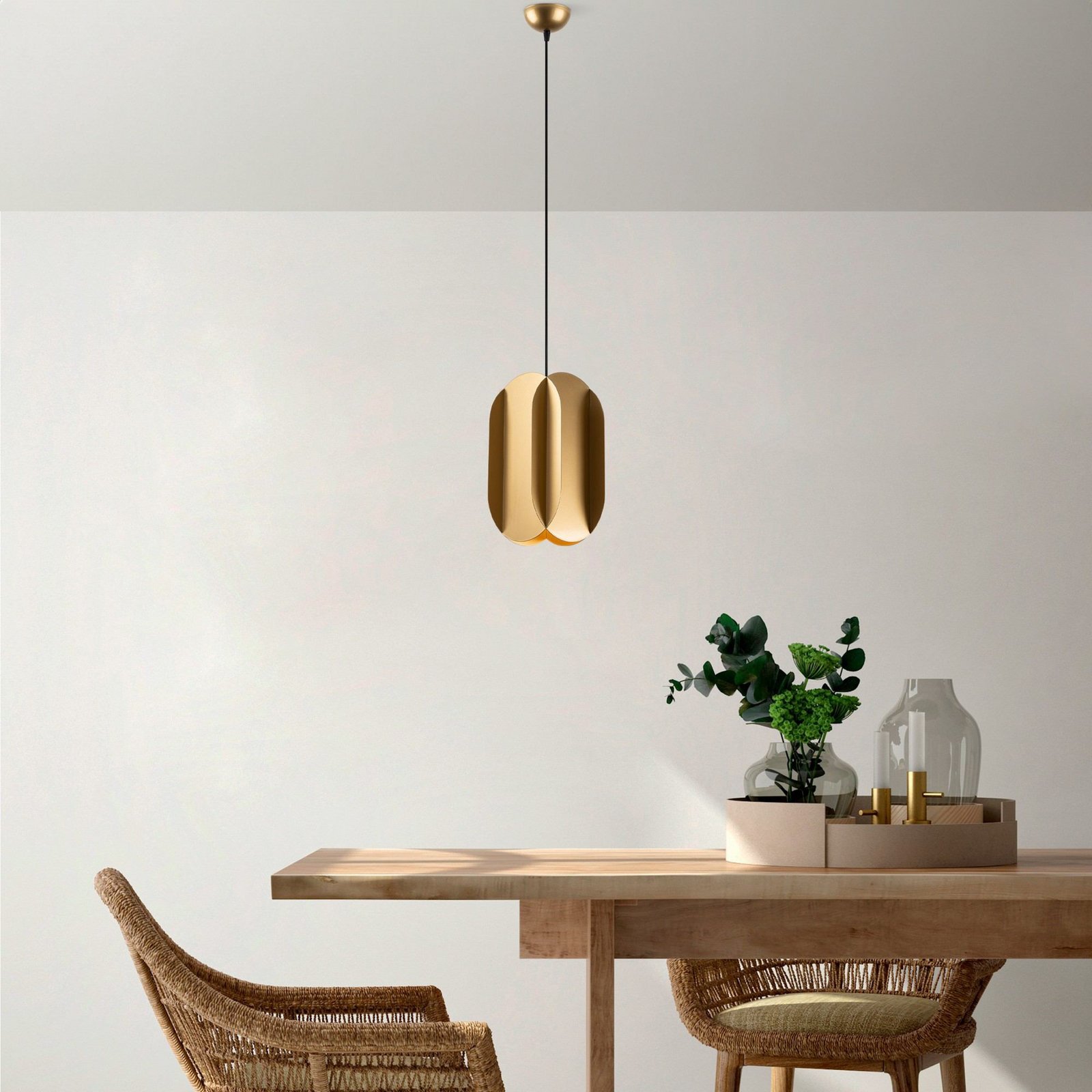 Hängeleuchte Corner, goldfarben, Höhe 35 cm, Metall, E27