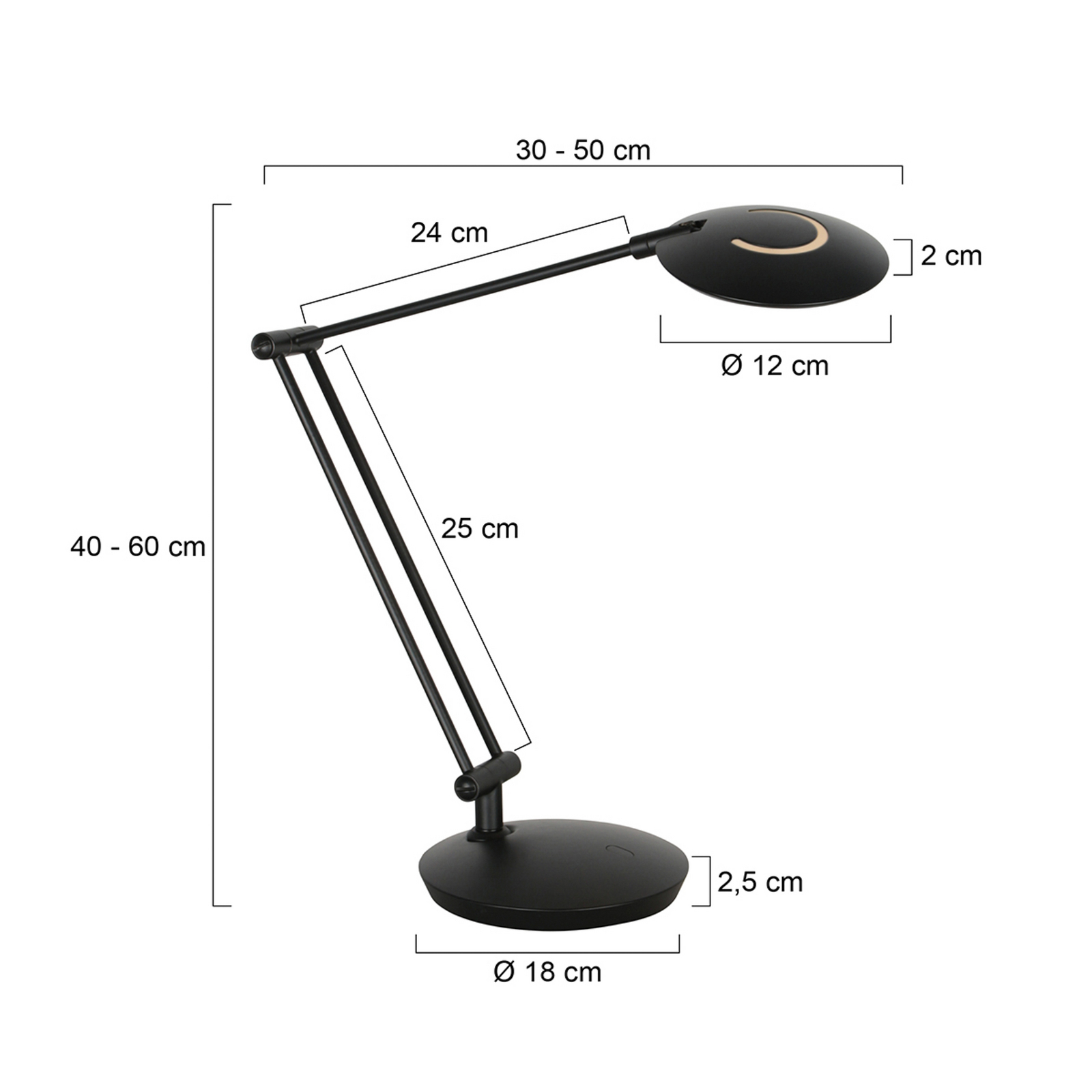 LED bureaulamp Zenith 2, zwart, CCT, afstandsbediening