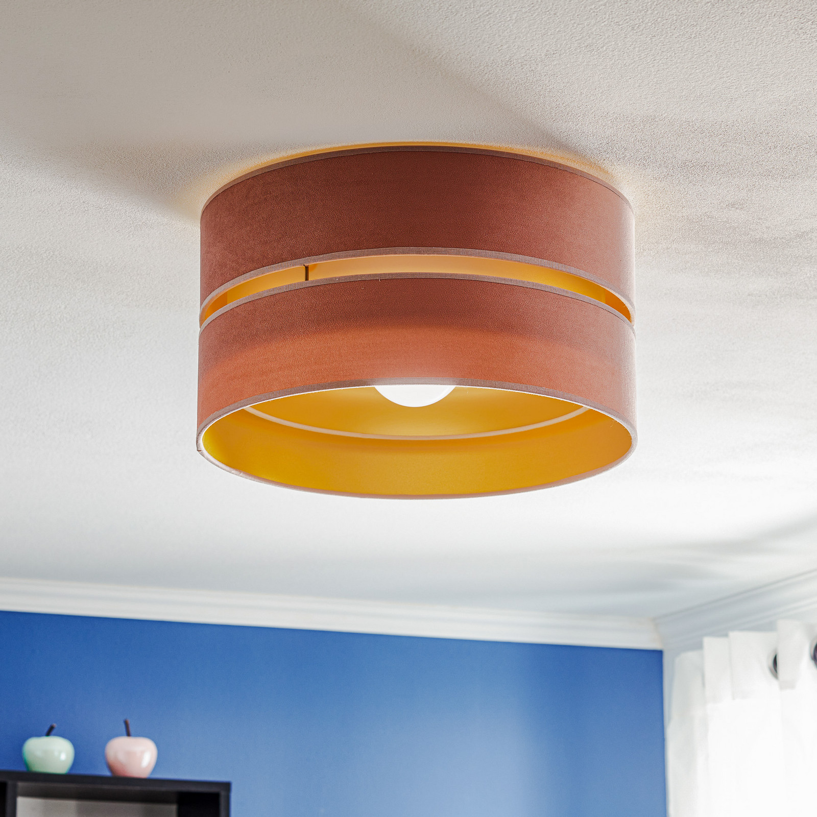 Duolla Plafonieră Golden Duo Ø 40cm roz deschis/auriu - Camera de zi / sufragerie - roz deschis auriu - Țesătură / Textil