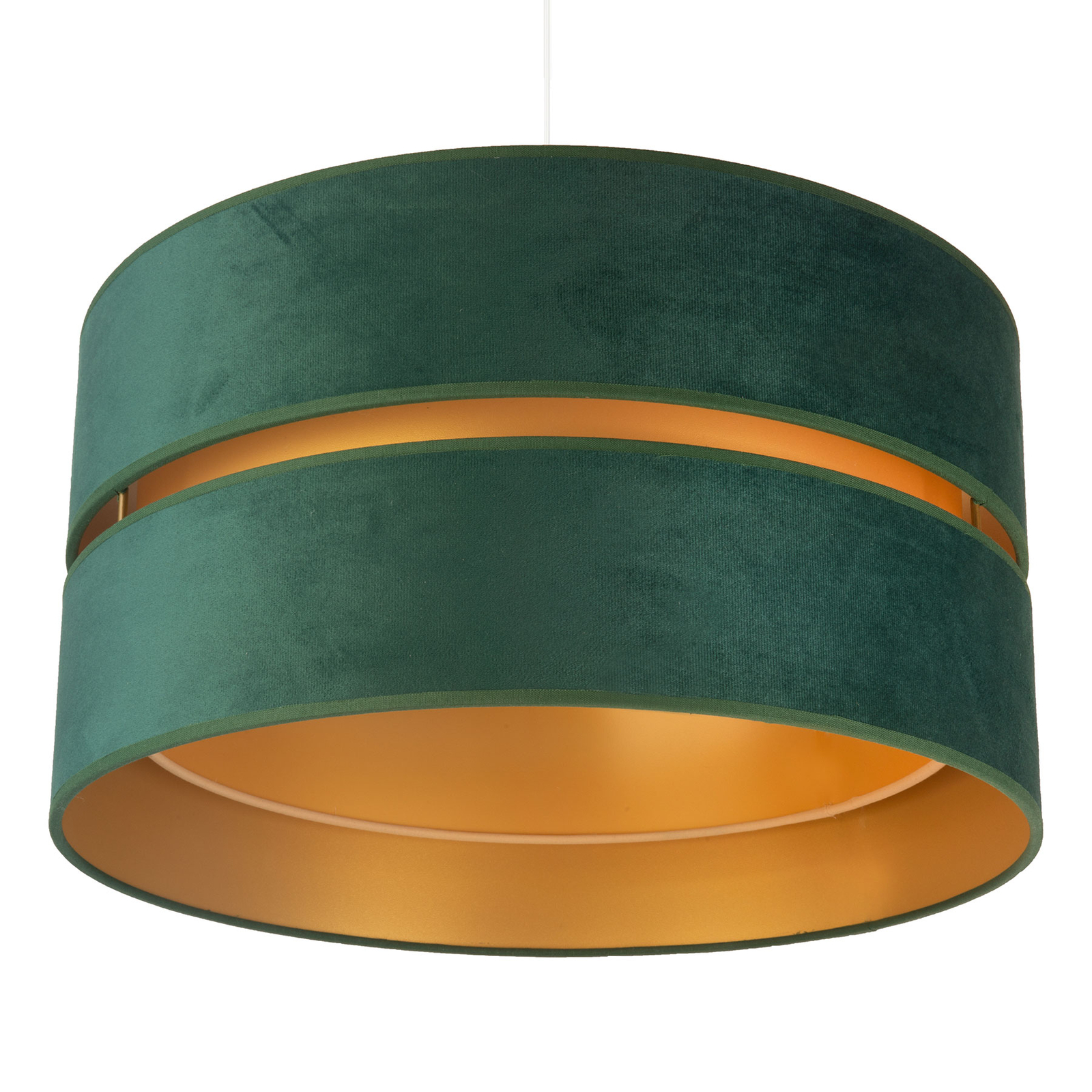 Euluna Duo taklampe av tekstil, grønn/gull, Ø40cm