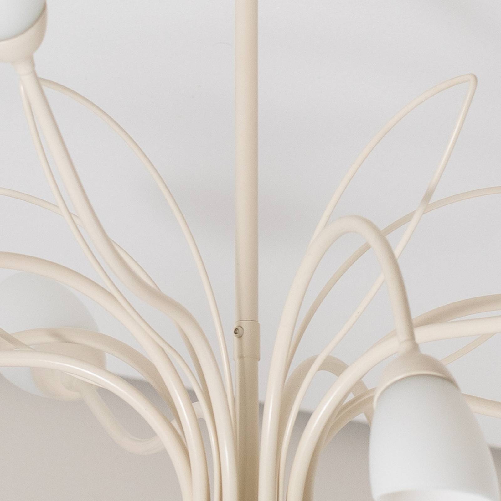 Lampa sufitowa Gloriosa, szklana, kremowa, 10-punktowa