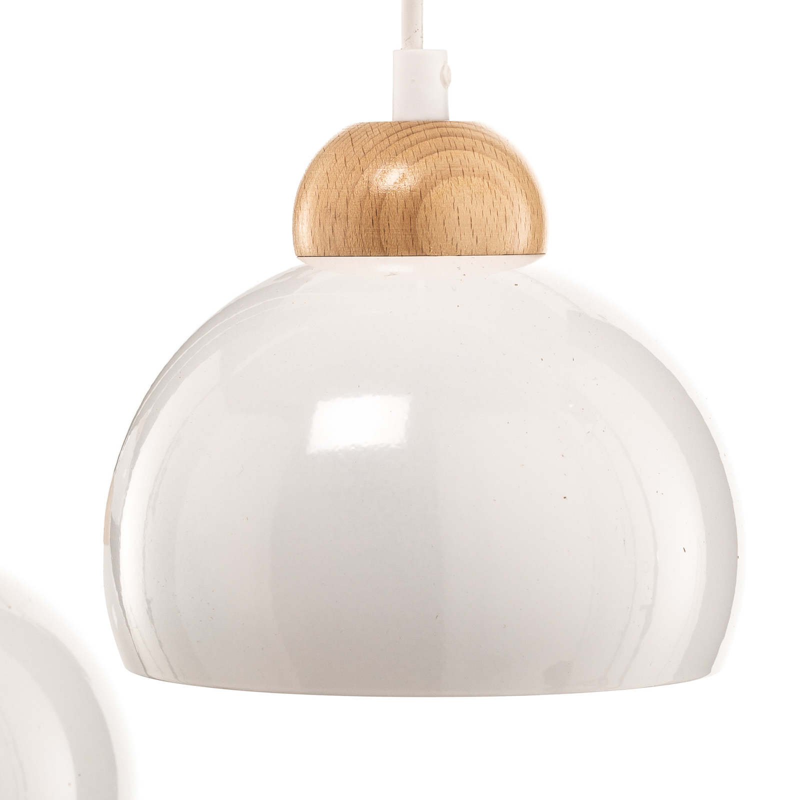 Lámpara colgante Dama 3 luces, blanco/madera clara