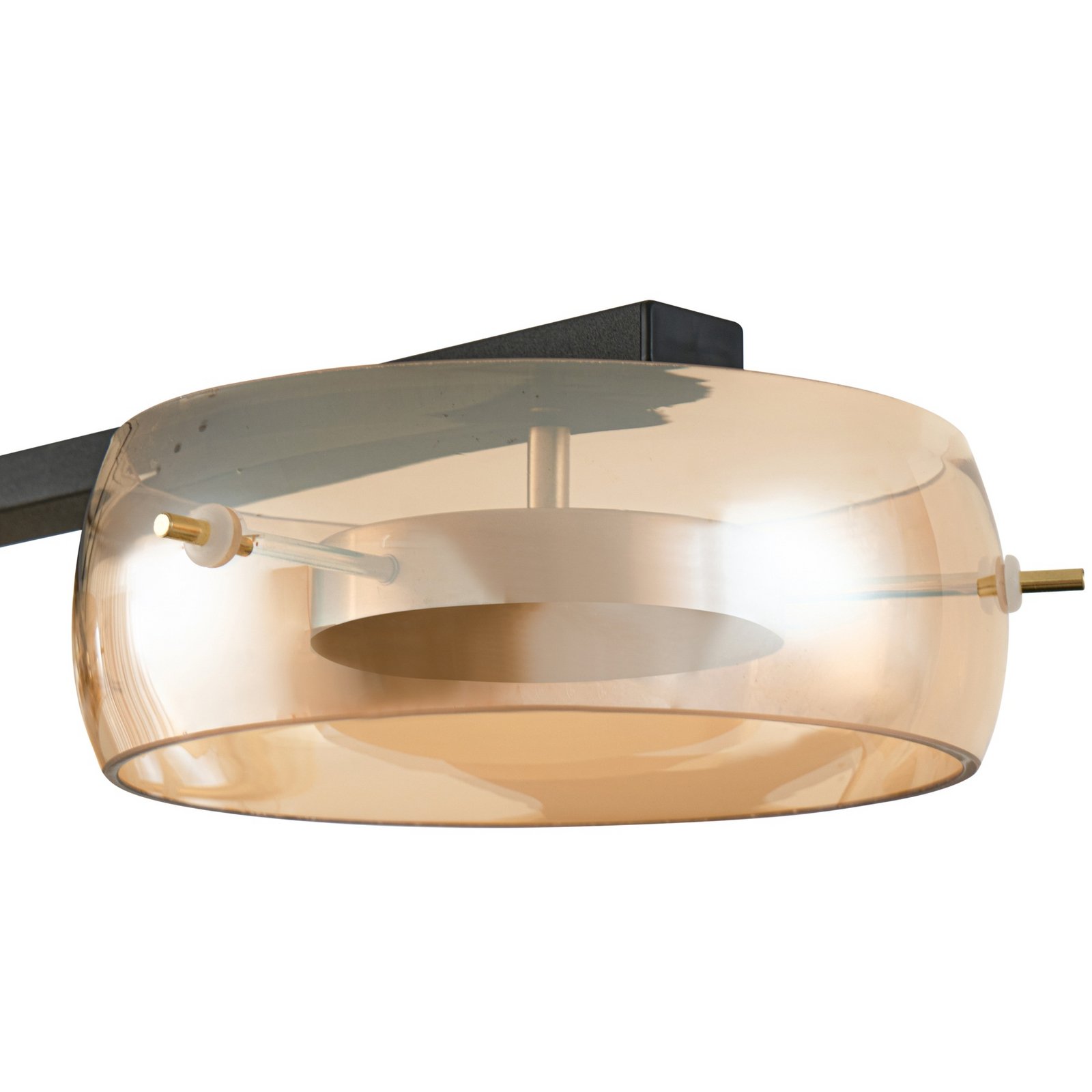 Lucande LED-pendant lamp, amber, 4-flames, glass, dimmable