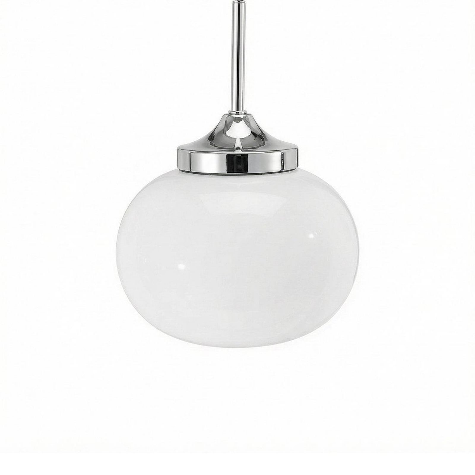 Pendellampe Elsy, hvit/krom, Ø 18 cm, glass, stikkontakt