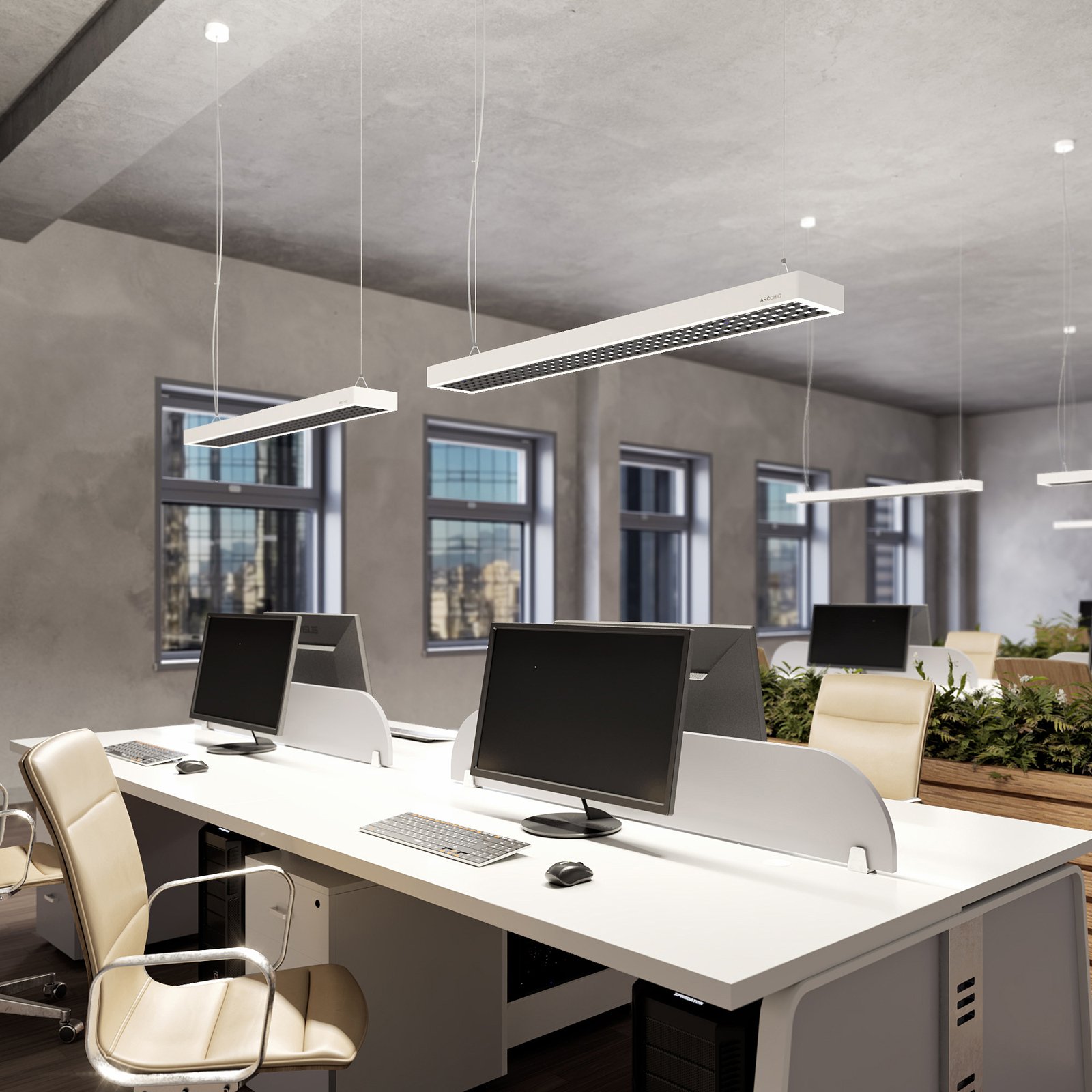 Arcchio Susi LED-Office-Pendellampe, DALI, weiß