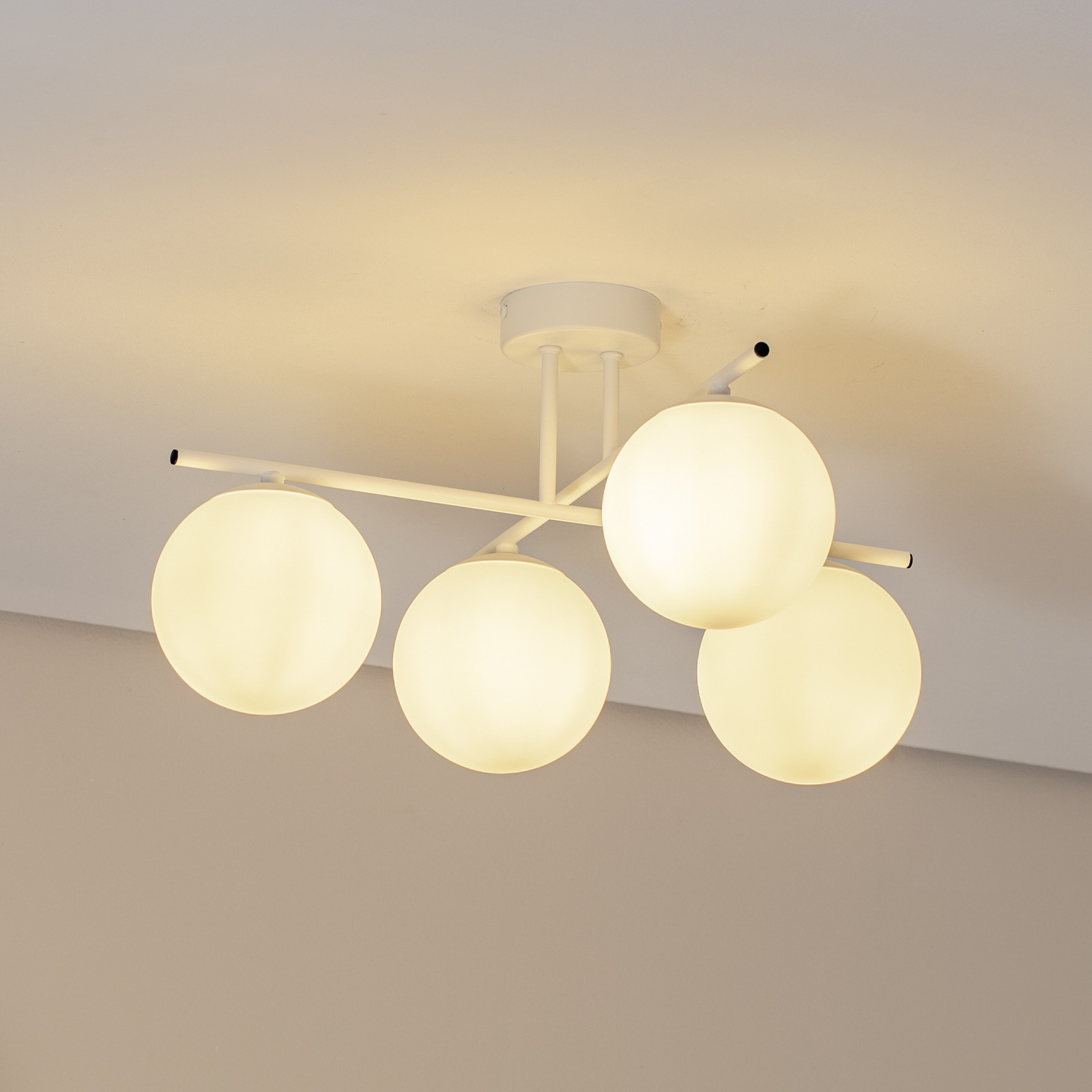 Domiluce Plafonieră Aurora alb Ø 50 cm 4 becuri sticlă E14 - Camera de zi / sufragerie
