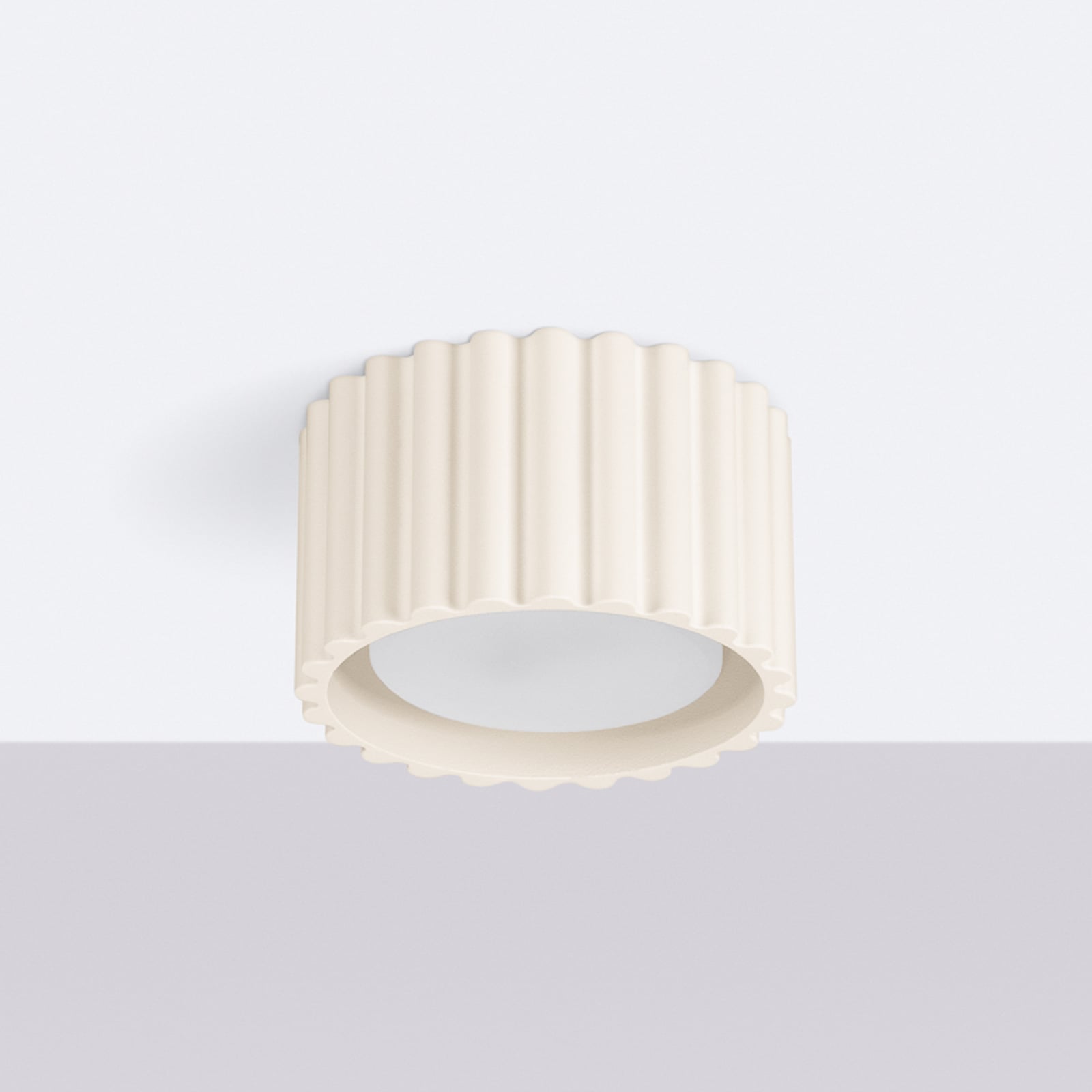 Plafonnier RIBLA, beige, Ø 10 cm, métal, GX53 - SOLLUX