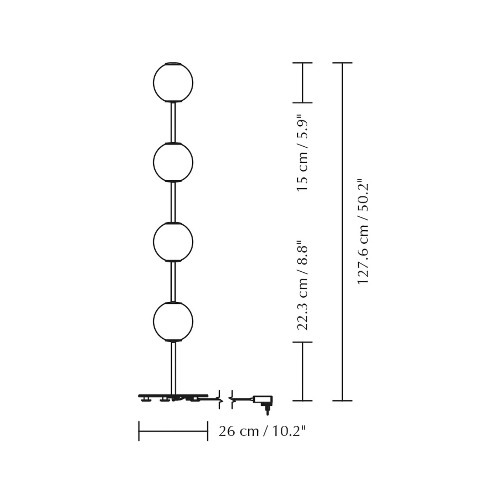 UMAGE LED floor lamp Audrey, brass colour Height 128 cm 4-bulb UMAGE LED floor lamp Audrey, brass colour Height 128 cm 4-bulb
