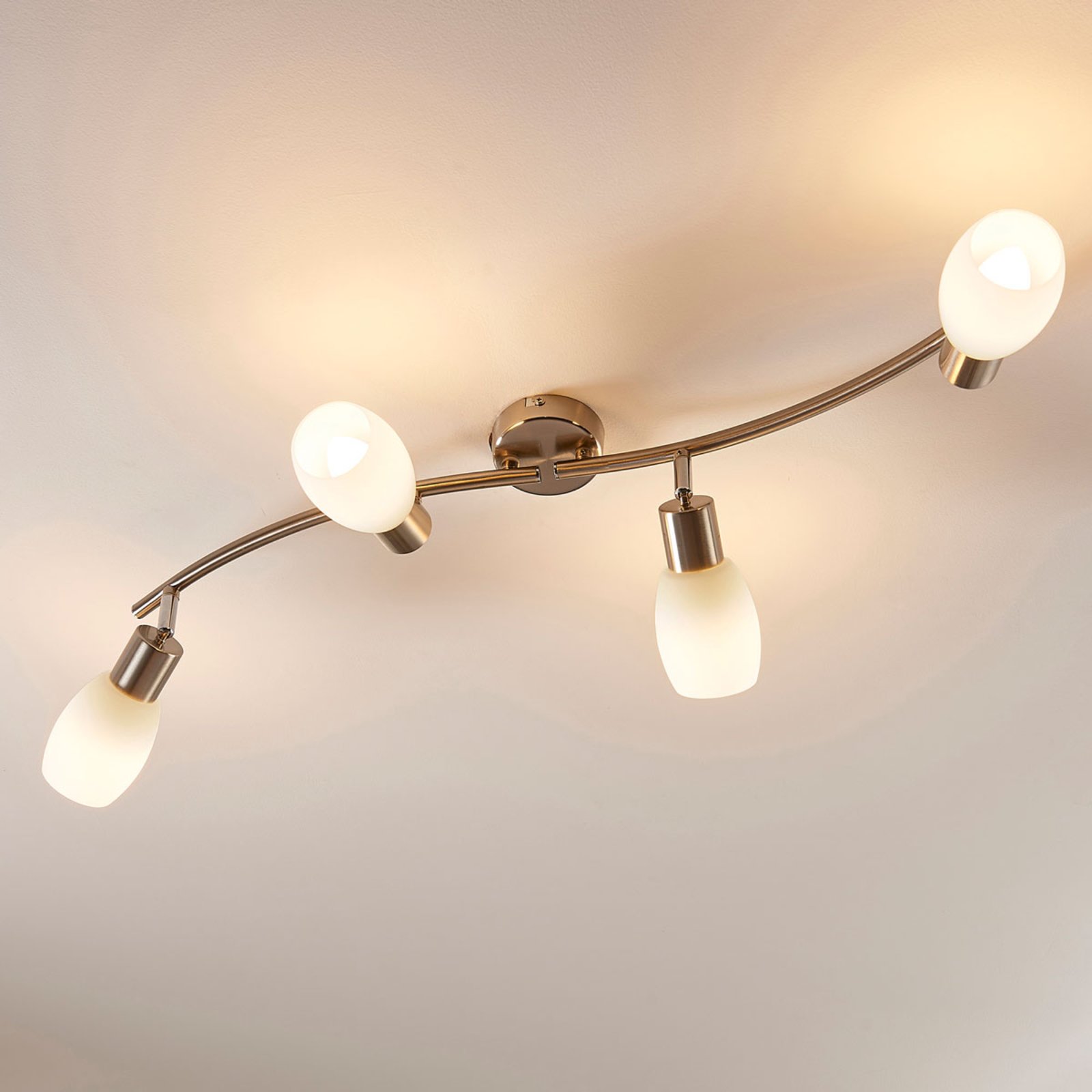 Arda 4 Ceiling Lamp L70 Stainless Steel/Opal - Lindby