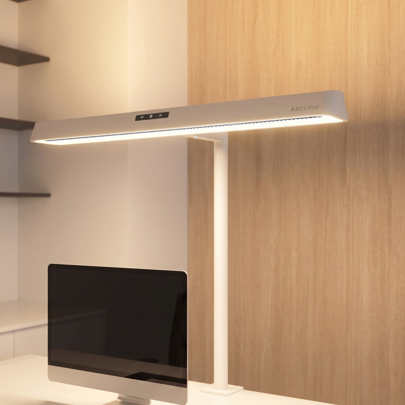 Arcchio LED лампа с щипка Shax, бяла, със сензор, с регулиране на яркостта, 4