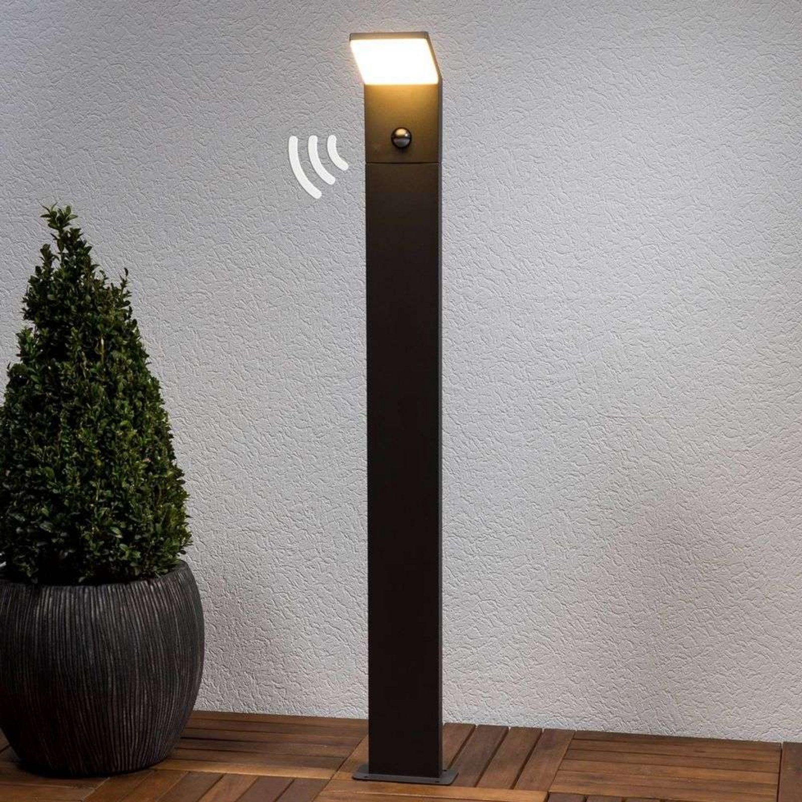 Nevio LED Kerti Lámpa H100 Érzékelővel Graphite - Lucande