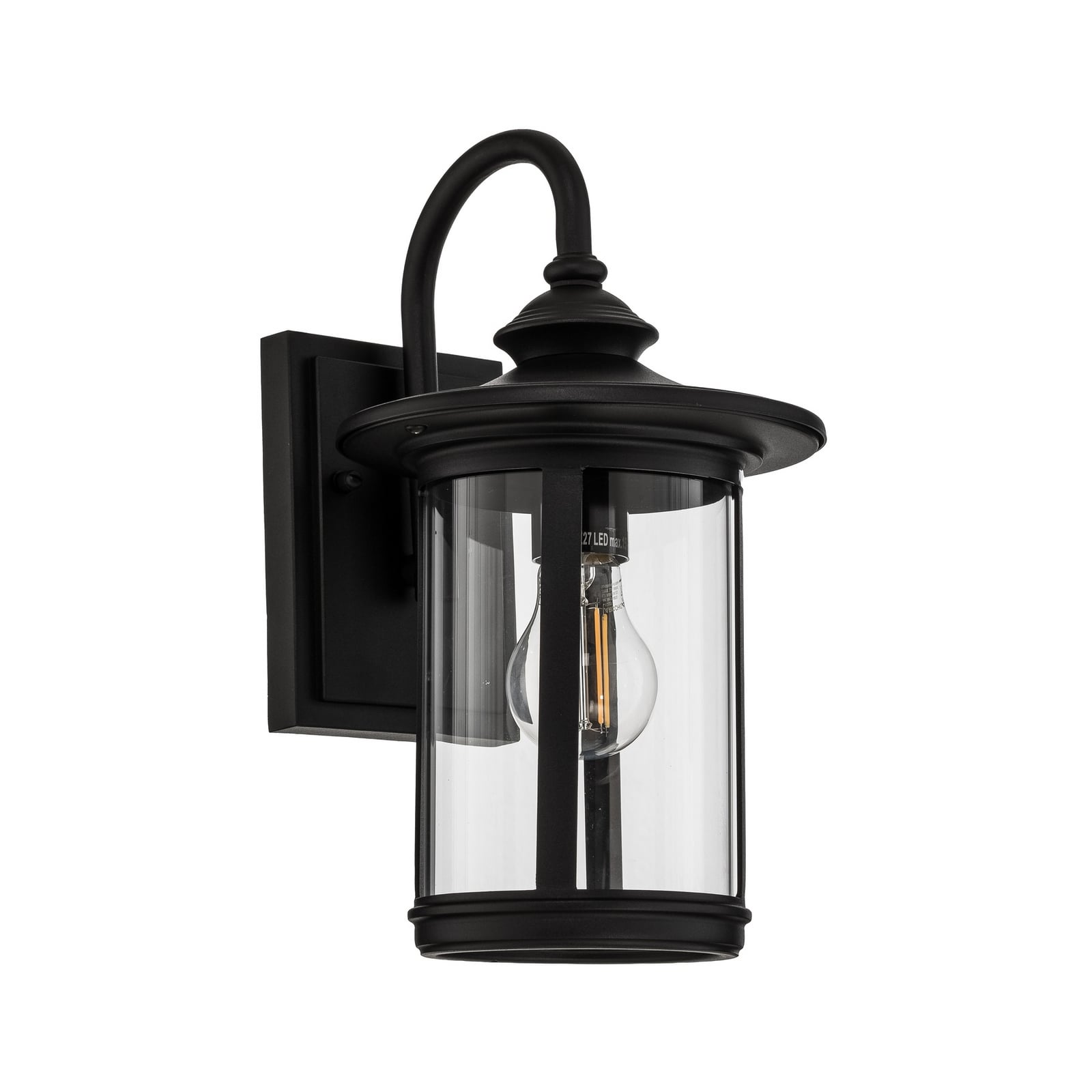 Lindby Außenwandleuchte Zayn, schwarz, Glas, Höhe 33cm, IP23