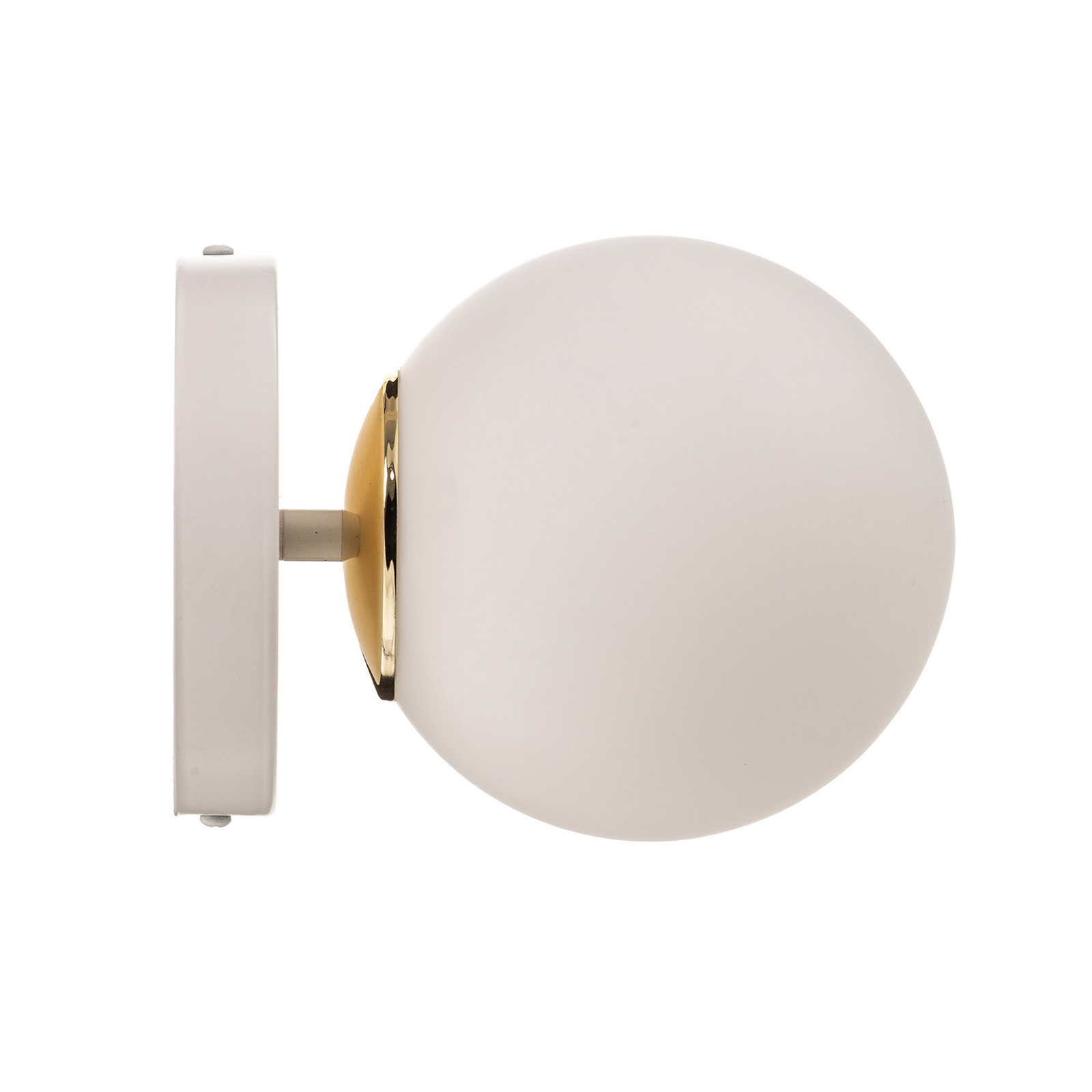 Kiba wall lamp, white/gold, glass globe lampshade