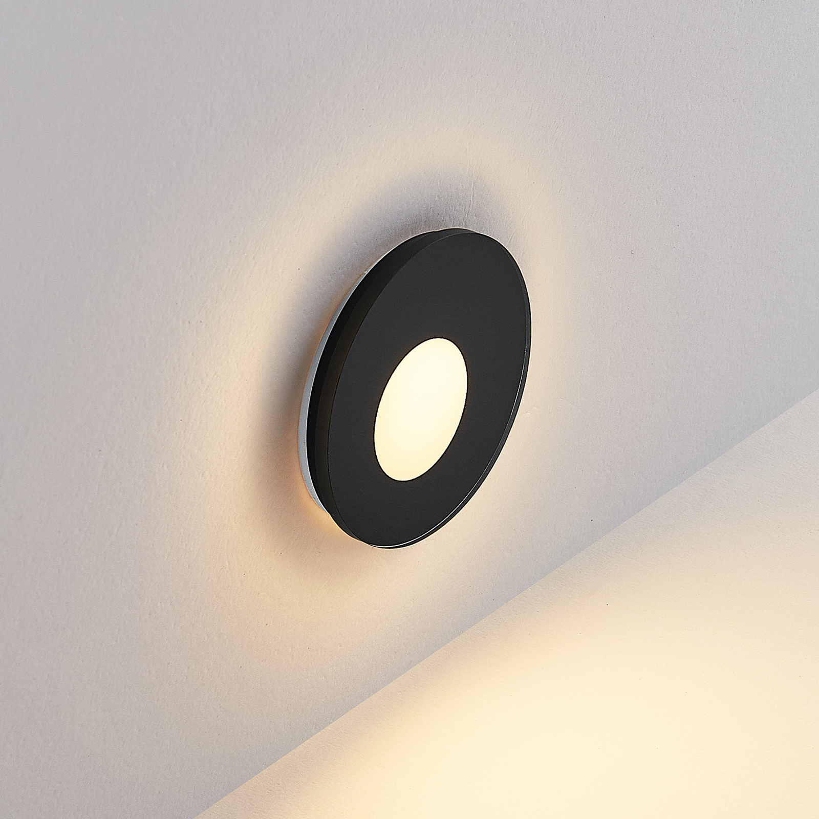 Molto Luce LED-Einbaulampe Wall 68R Glass IP44 RD, schwarz