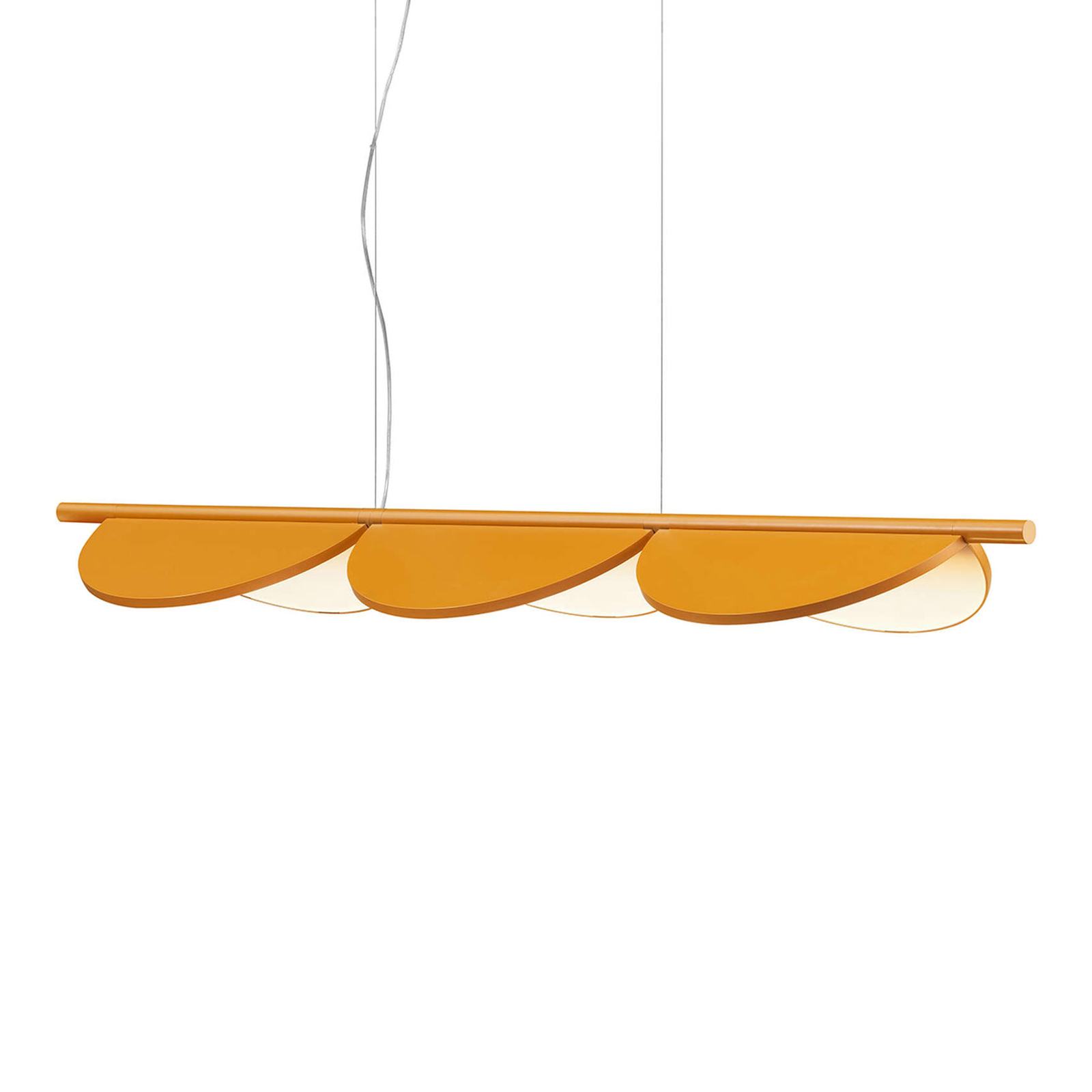 FLOS Almendra Linear LED-Hängelampe 3fl, ocker