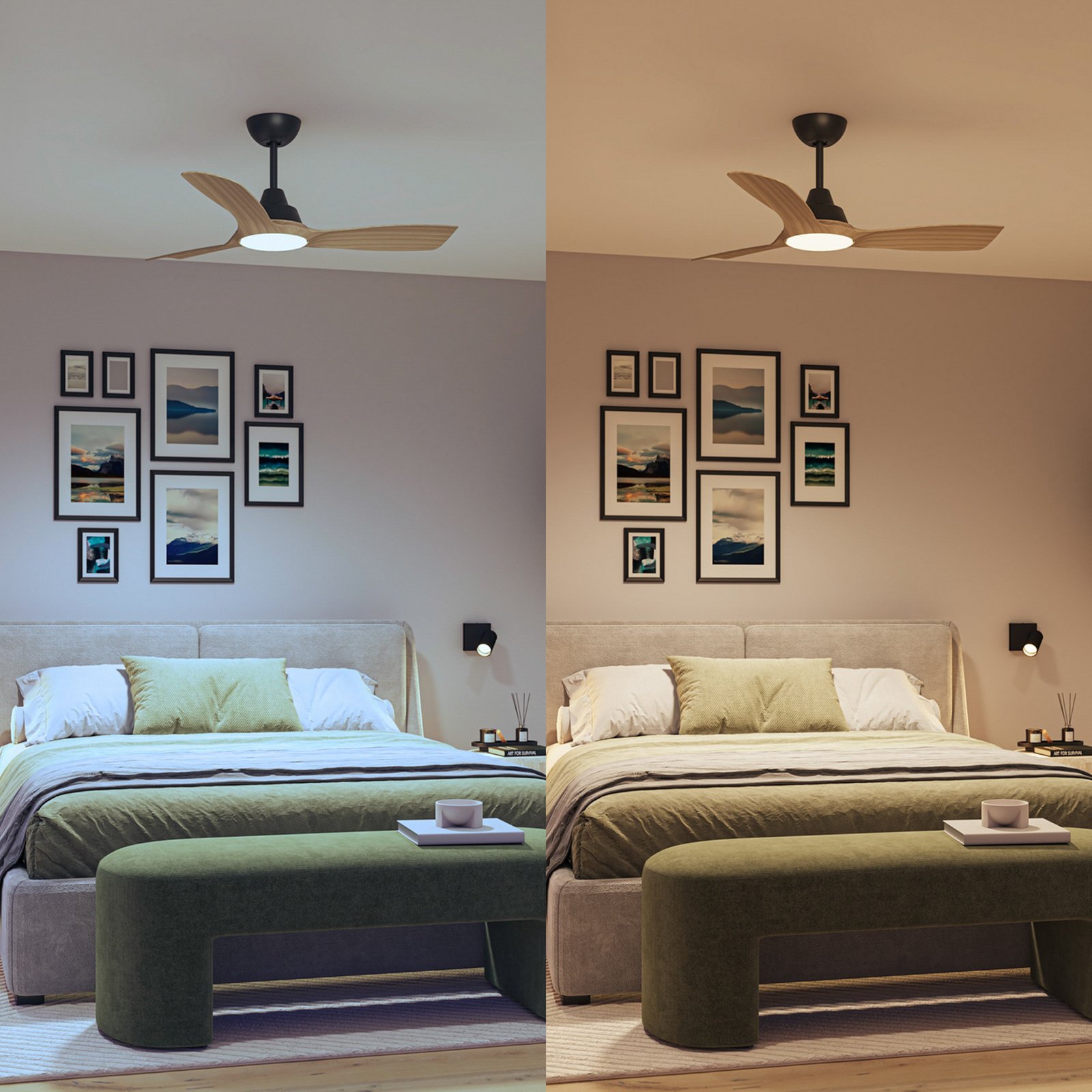 Philips LED-vifte Olas, Ø 106 cm, brun/svart, stillegående