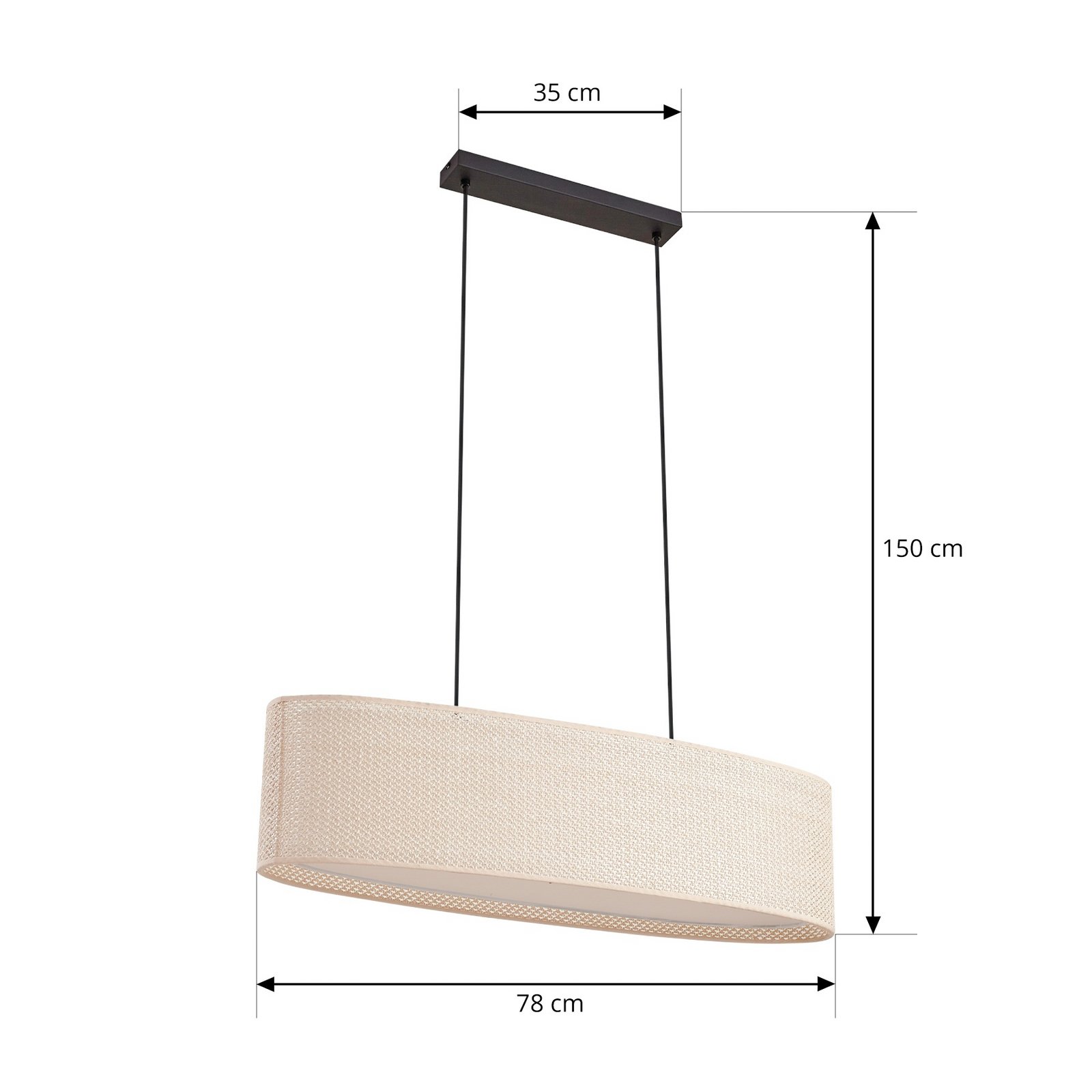 Lindby Hängeleuchte Soula, 78 cm, beige, Kunststoff, E27