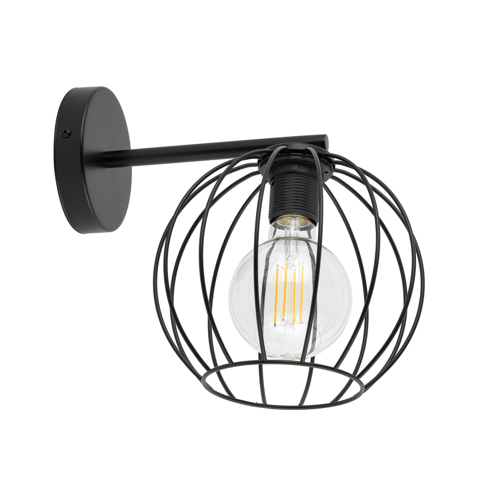 Vägglampa Madam, svart, med en burskärm